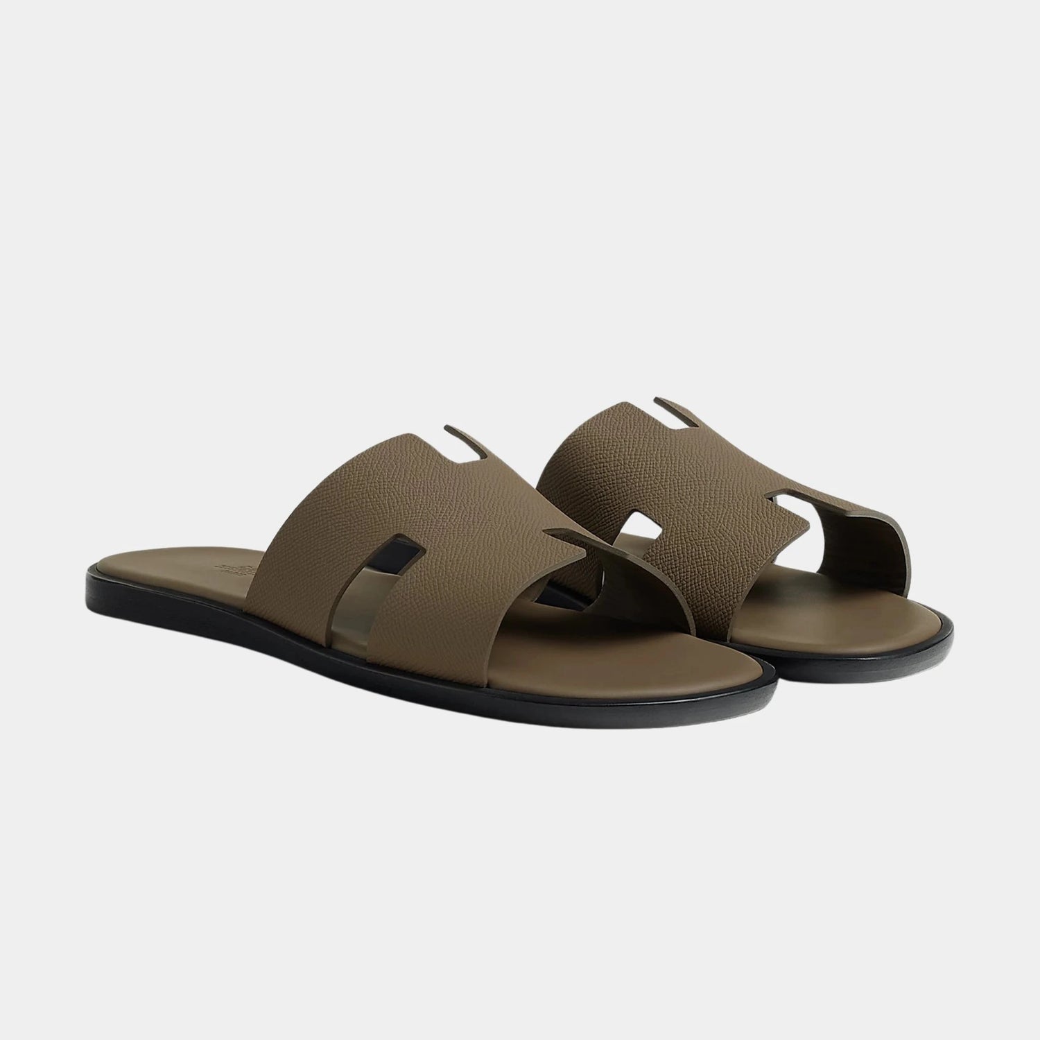Hermes Izmir Sandal in Epsom Calfskin, Etoupe, Front