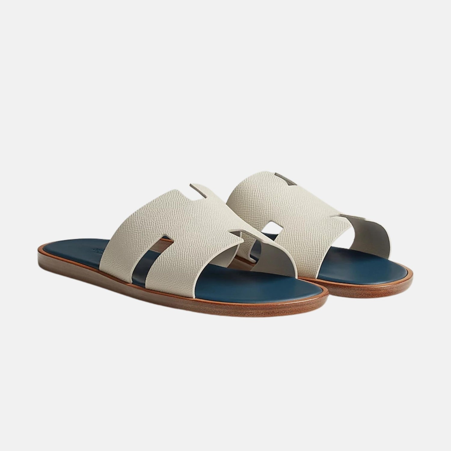 Hermes Izmir Sandal in Epsom Calfskin, White, Front