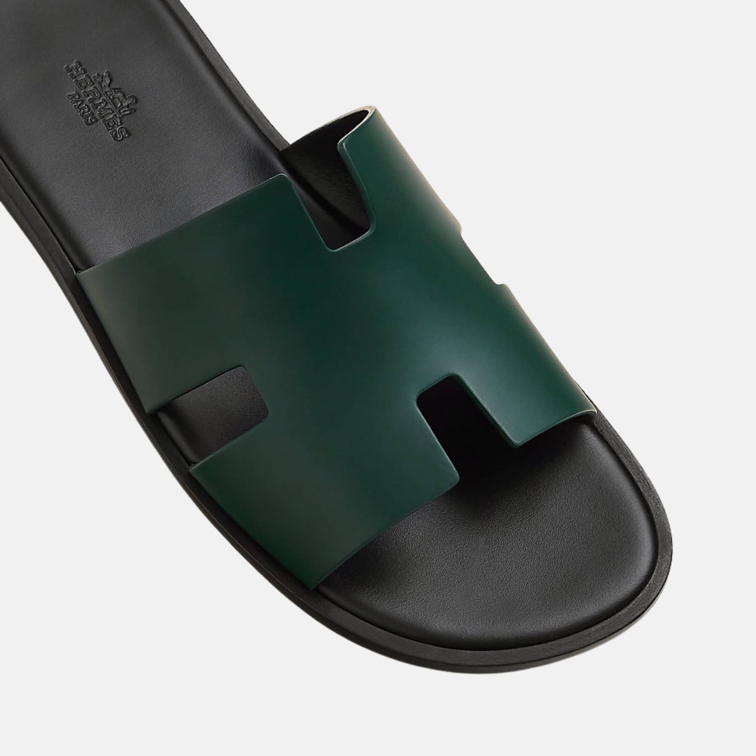 Hermes Izmir Sandal In Glazed Calfskin, VertFonce, Top