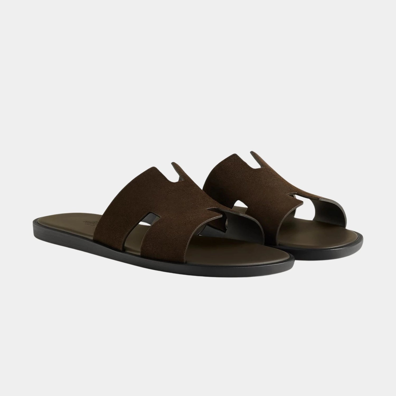 Hermes Izmir Sandal In Suede Goatskin, Ecorce, Front