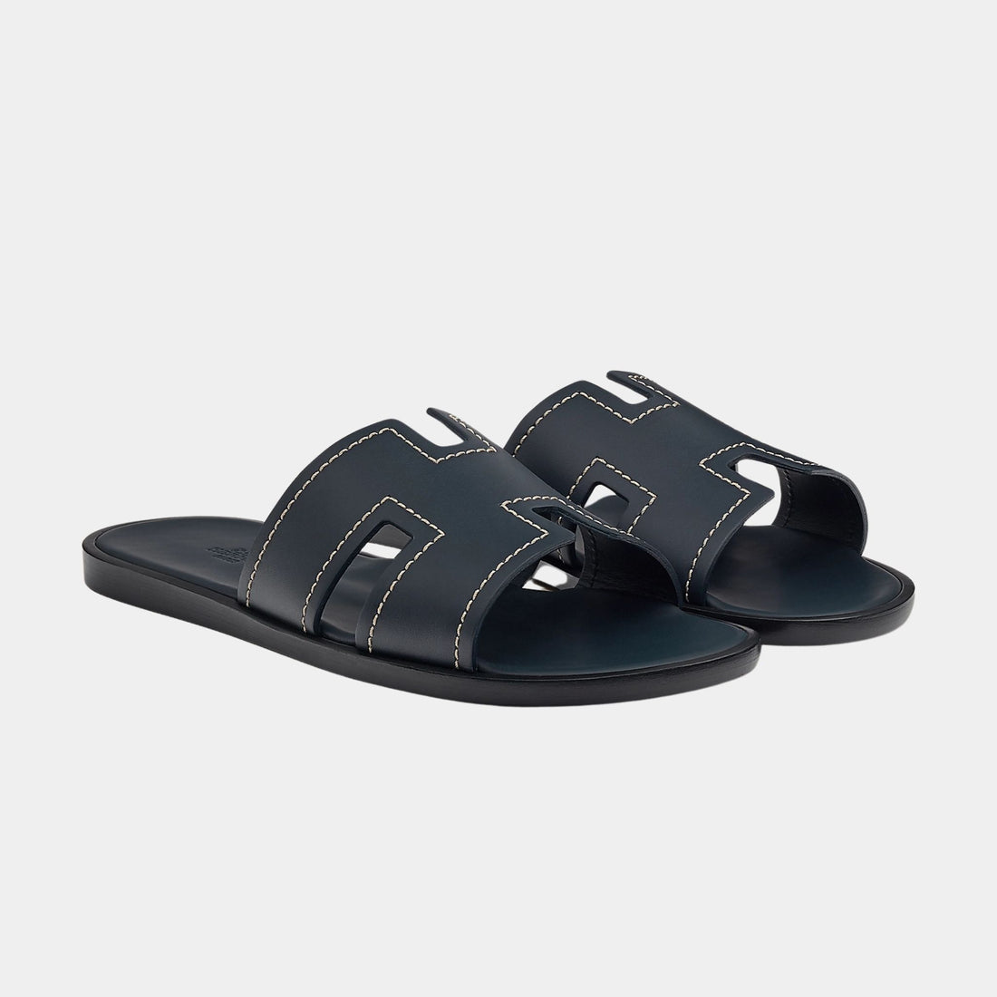 Hermes Izmir Sandals in Calfskin with Stitched Detail, Front