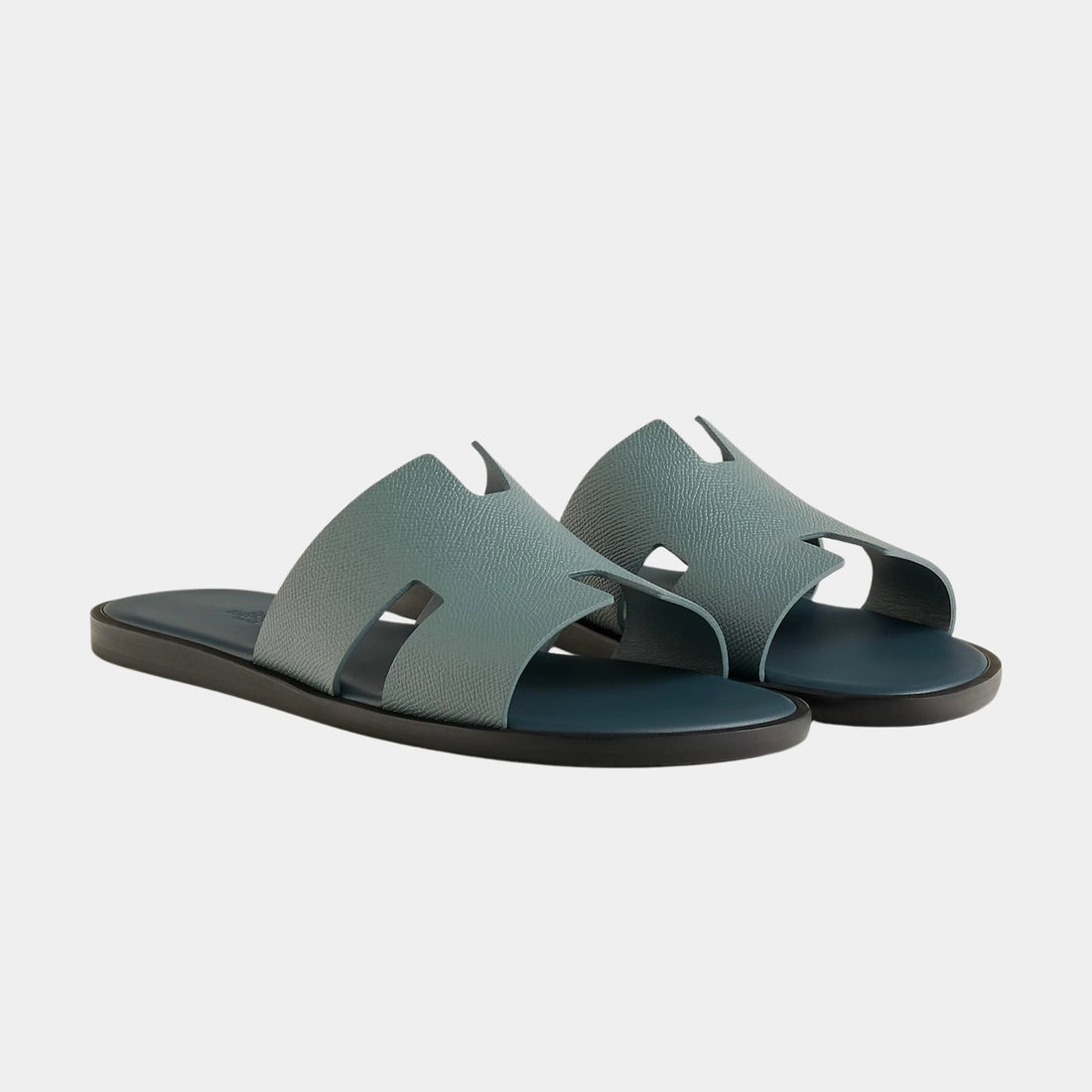 Hermes Izmir Sandal Epsom Calfskin Men, Bleu Tonnerre, Bleu Celeste, Front