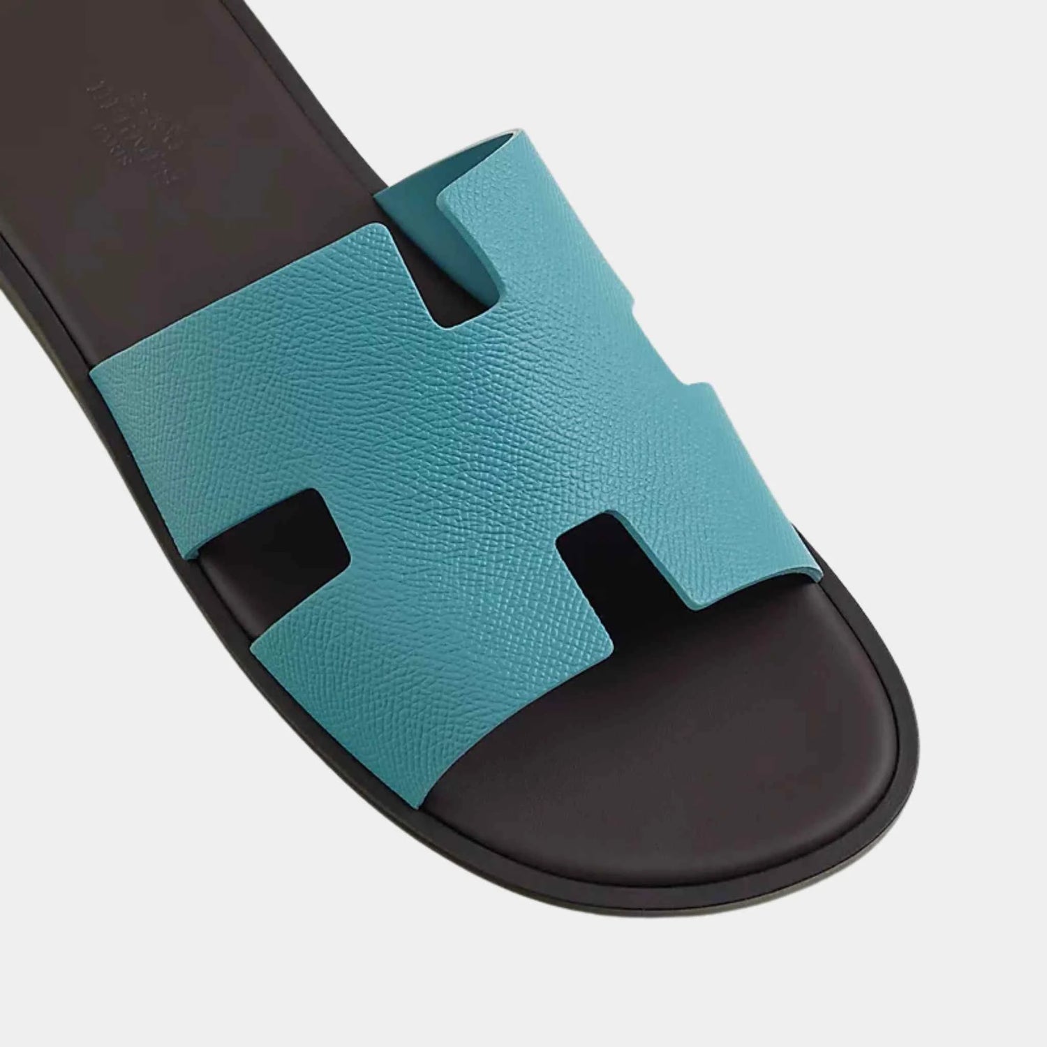 Hermes Izmir Sandal Epsom Calfskin Men, Mineral Blue, Ebony Brown, Top
