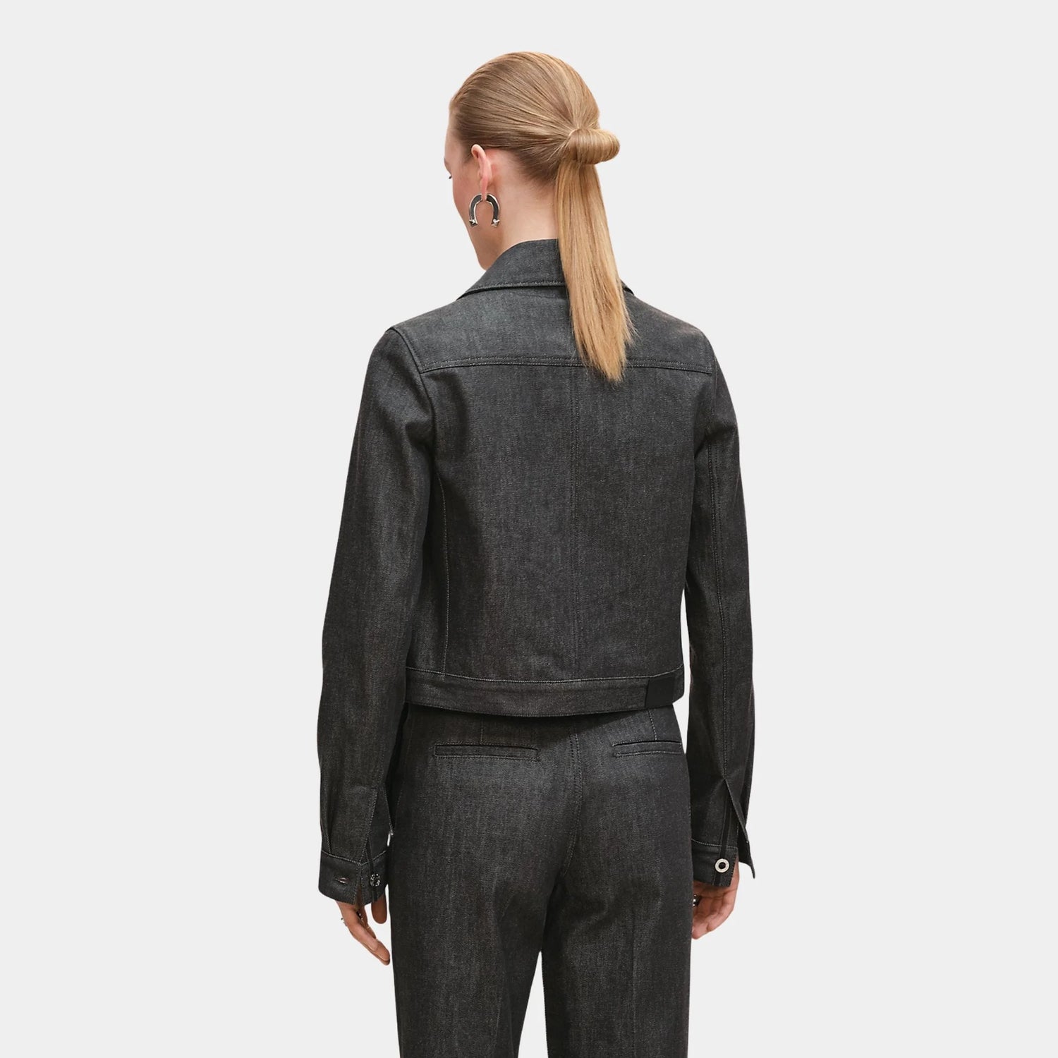 Hermes Jacket in Natural Pigment Denim, Gris Carbone, Back