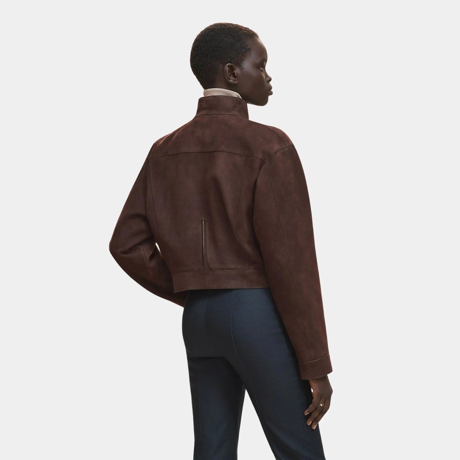 Hermes Jacket in Nubuck Calfskin, Marron Ebene, Back