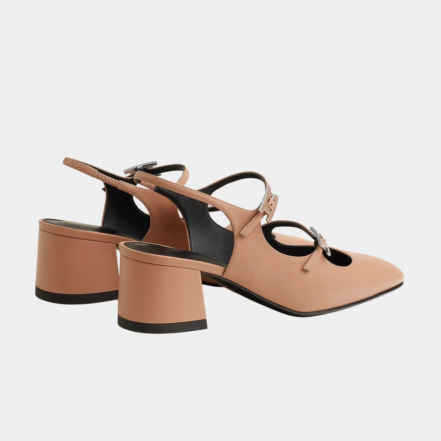 Hermes Jackie 50 Pump in Goatskin, Beige Perlino, Back