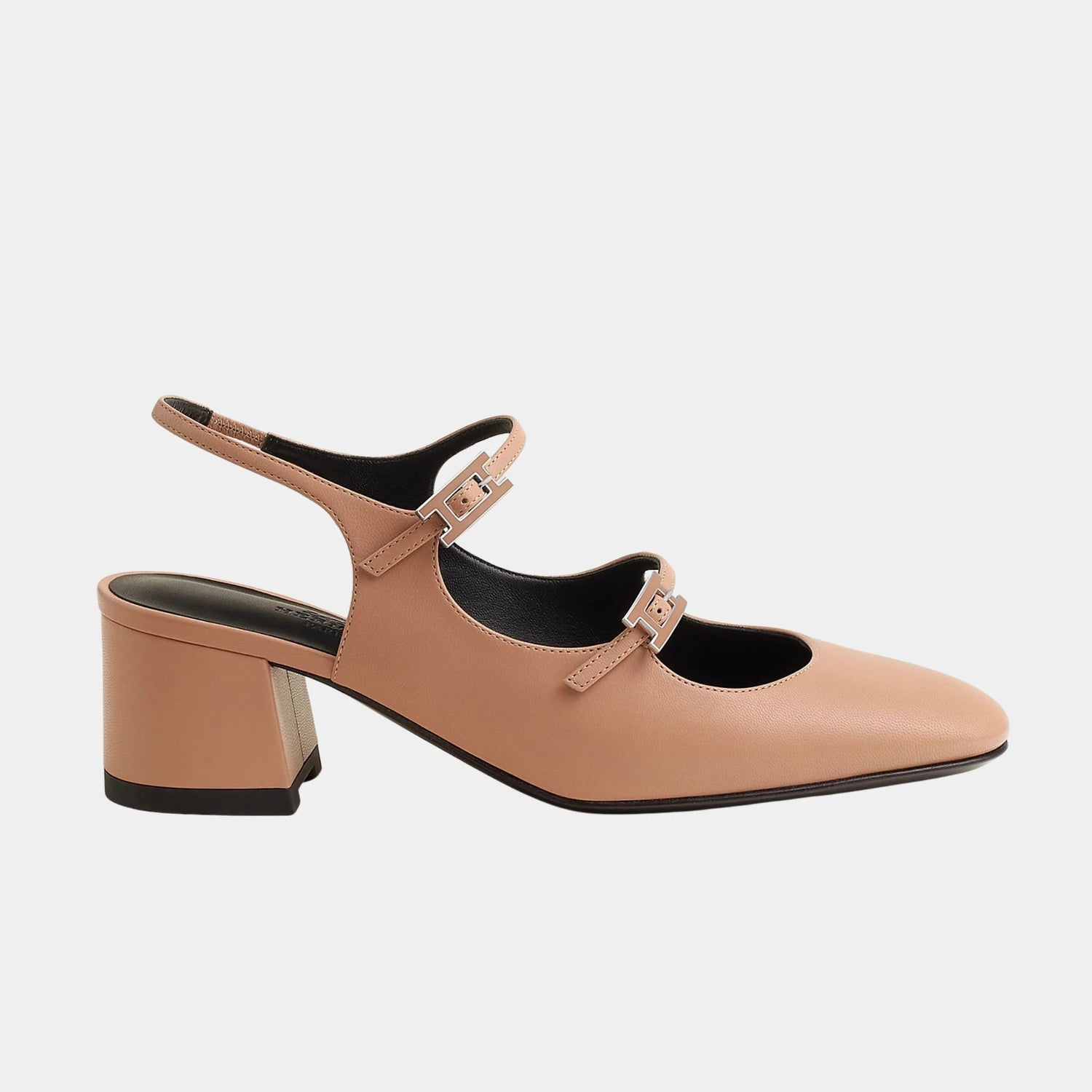 Hermes Jackie 50 Pump in Goatskin, Beige Perlino, Side