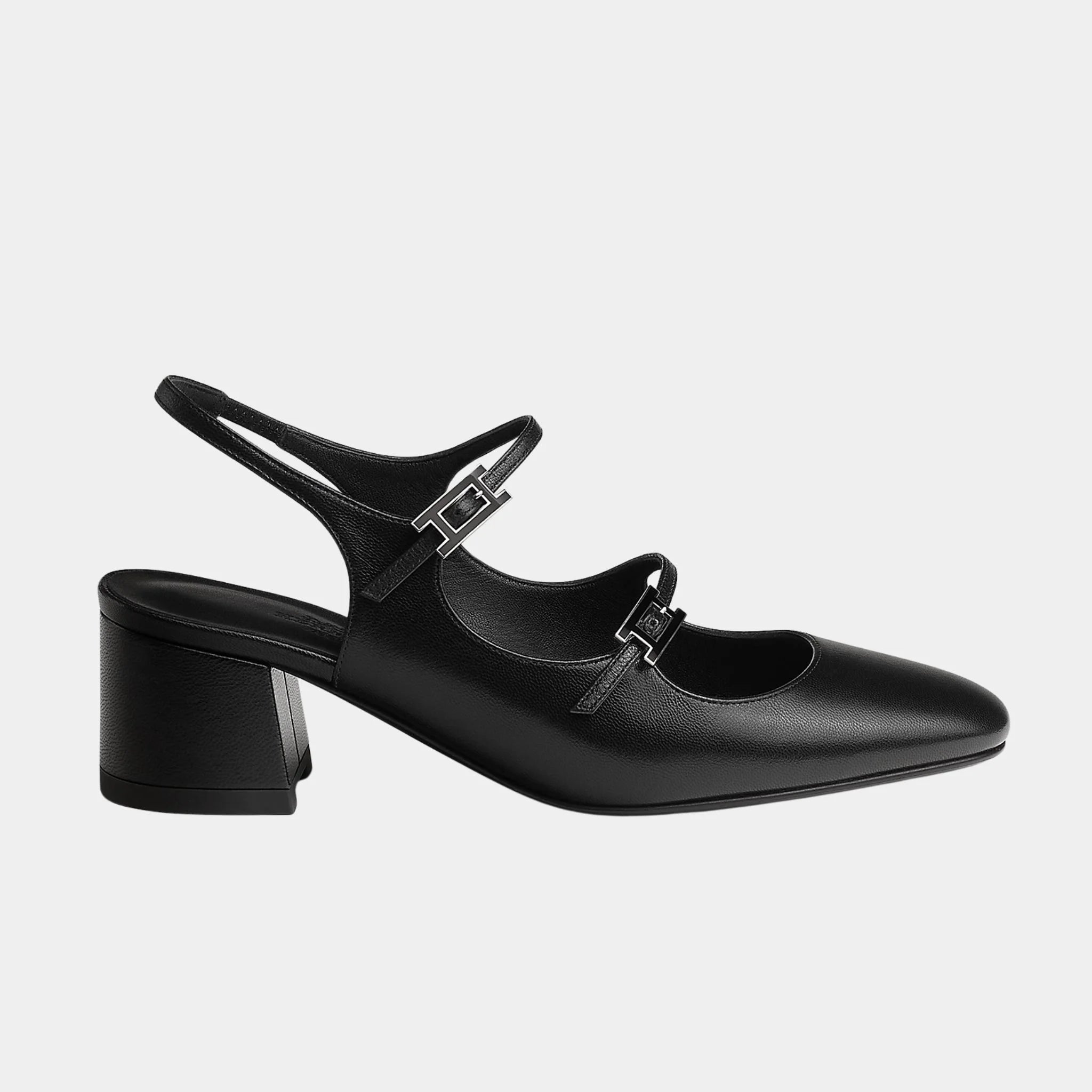 Hermes Jackie 50 Pump in Goatskin, Noir, Side