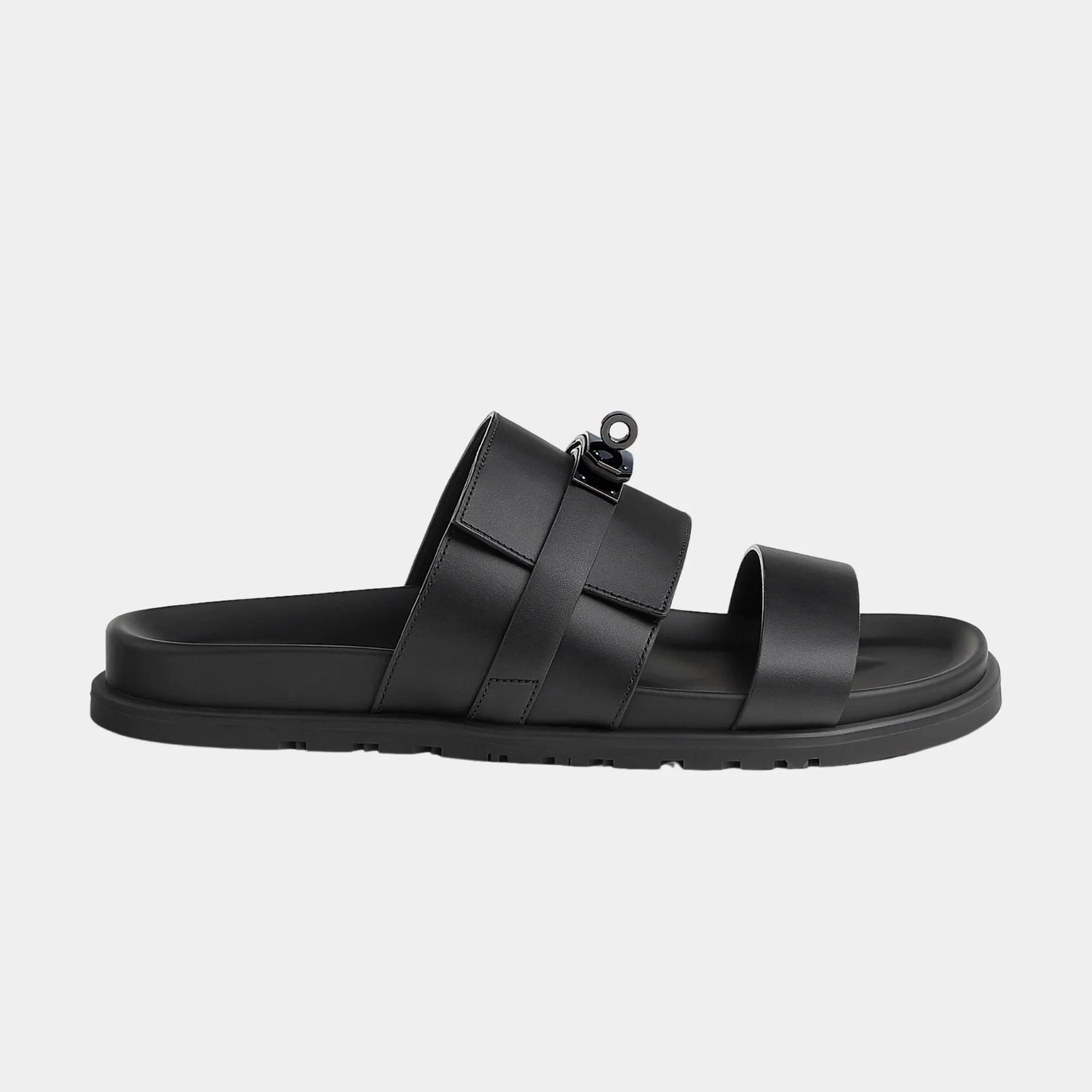 Hermes Jackson Sandal in Calfskin, Noir, Side