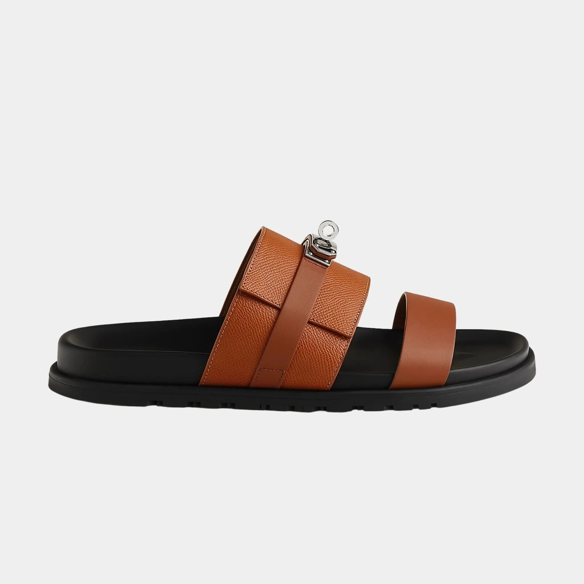 Hermes Jackson Sandal in Epsom Heritage Calfskin and Calfskin, Gold, Side