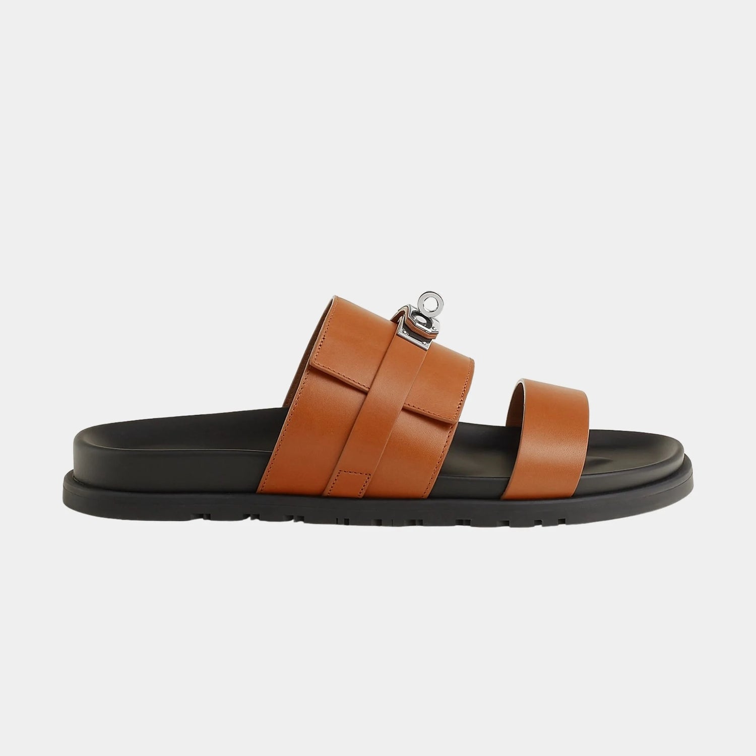 Hermes Jackson Sandal in Heritage Calfskin, Naturel H, Side
