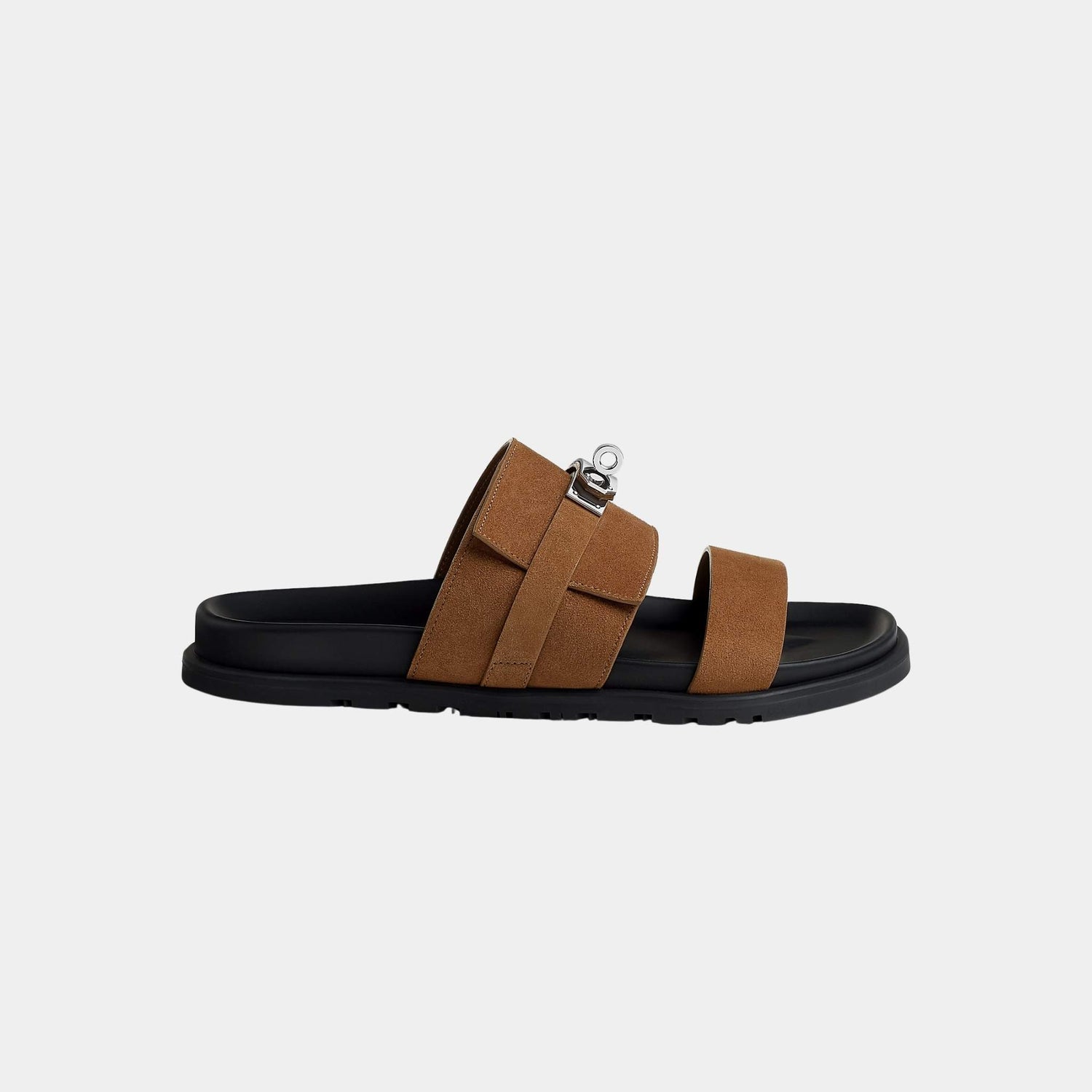 Hermes Jackson Sandals Suede Goatskin, Brun Fume, Side