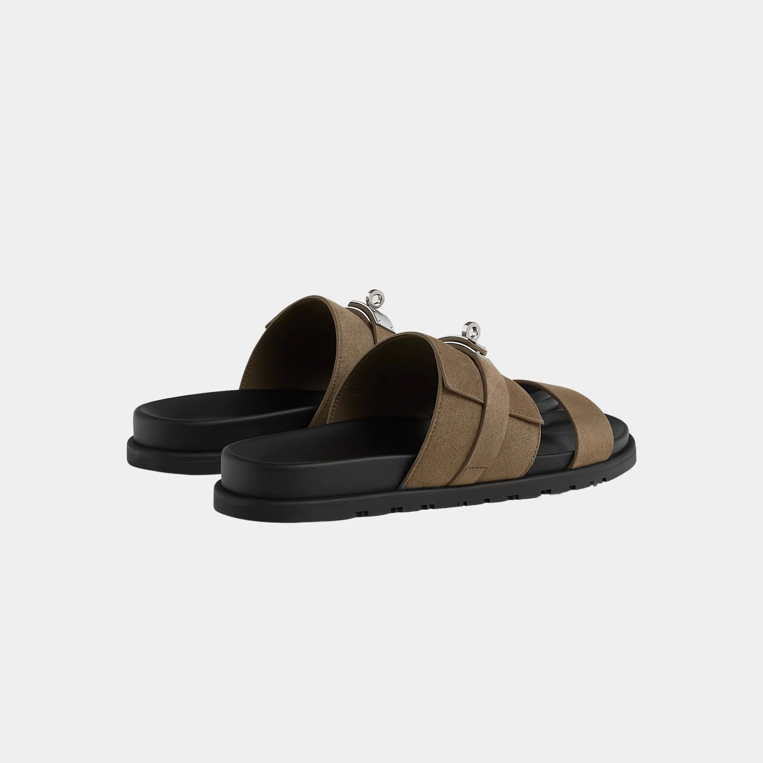 Hermes Jackson Sandals Suede Goatskin, Etoupe, Back