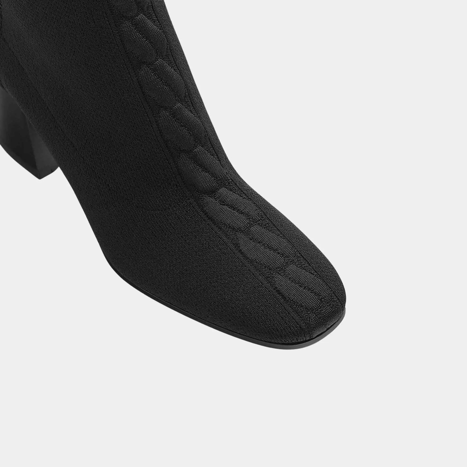 Jenna 60 Ankle Boots Black Knit and Calfskin, Black, Top