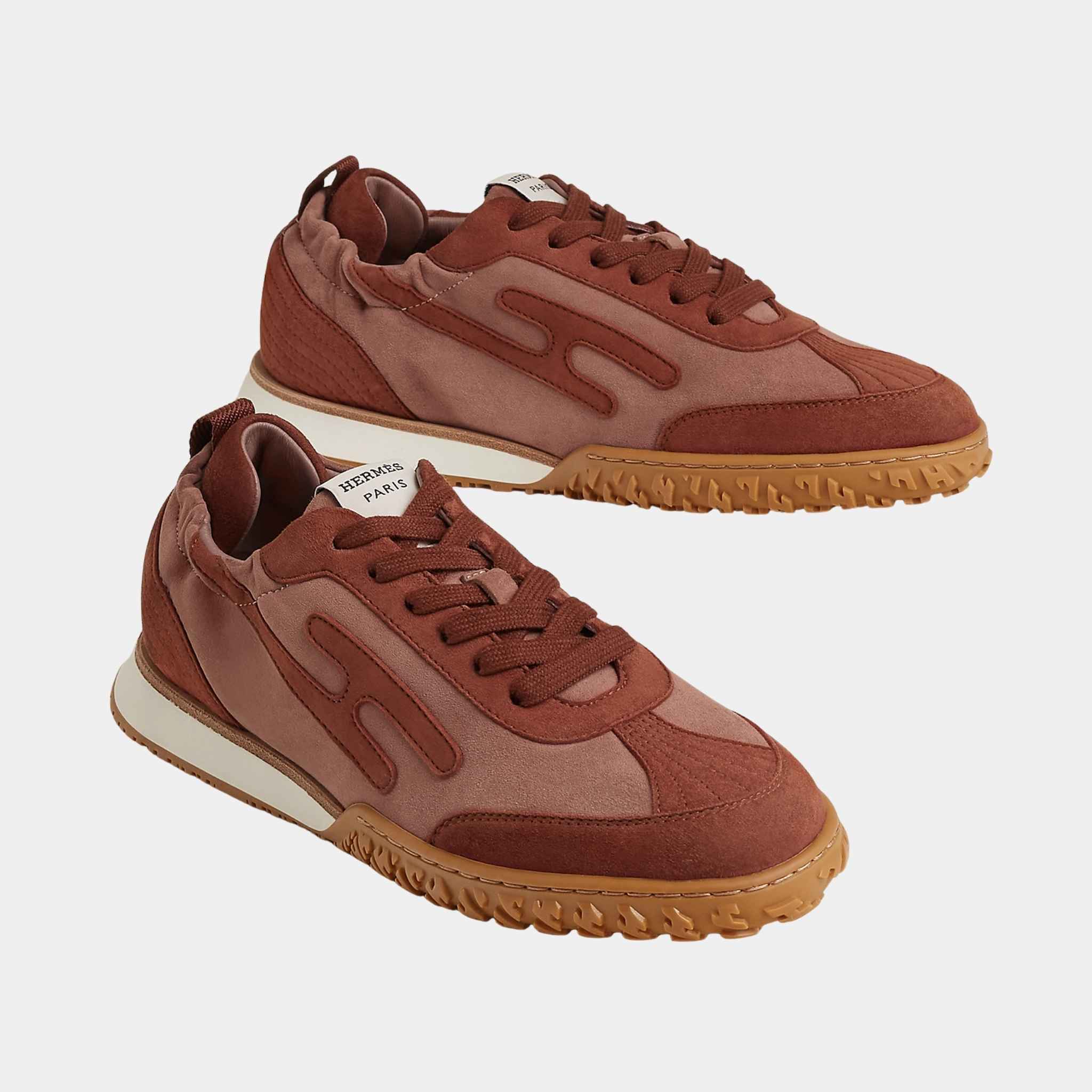 Hermes Jet Sneaker in Suede Goatskin, Rose Antique, Rouge Sepia, Front