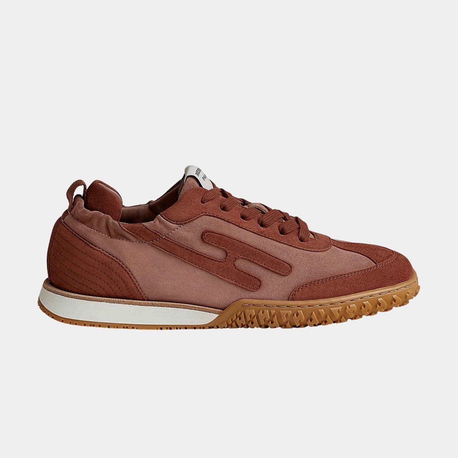 Hermes Jet Sneaker in Suede Goatskin, Rose Antique, Rouge Sepia, Side
