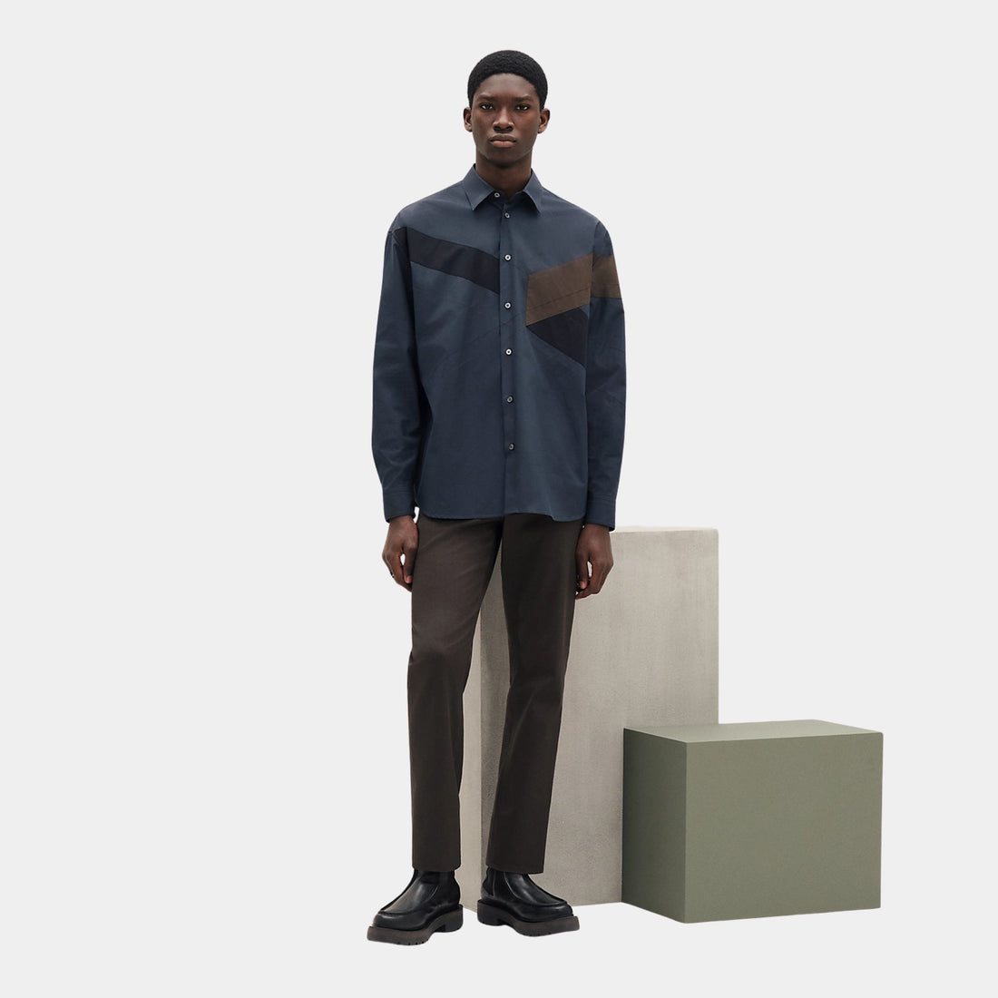 Hermes Jockey Boxy Body Shirt in Compact Poplin, Front