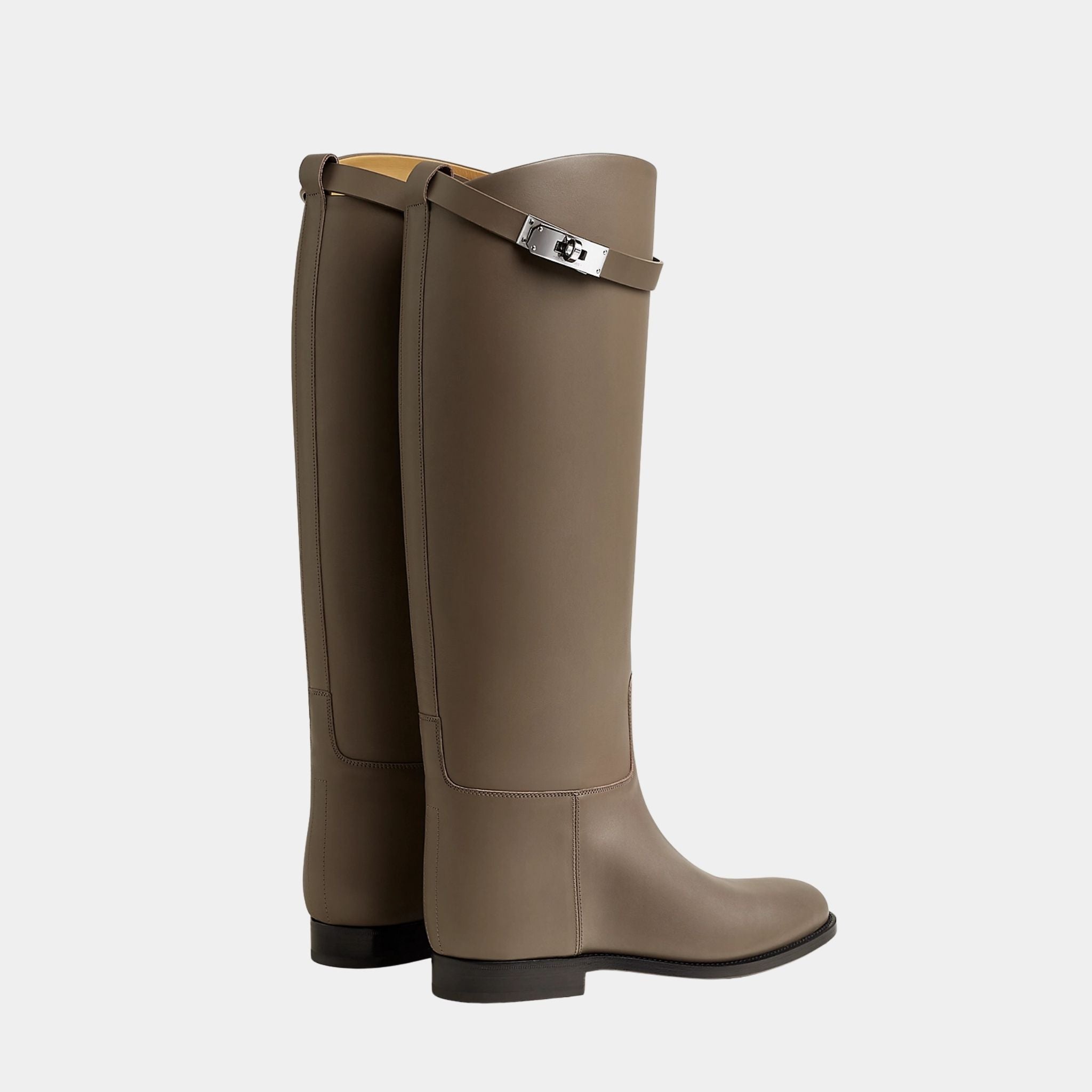 Hermes Jumping Boots in Box Calfskin, Etoupe, Back