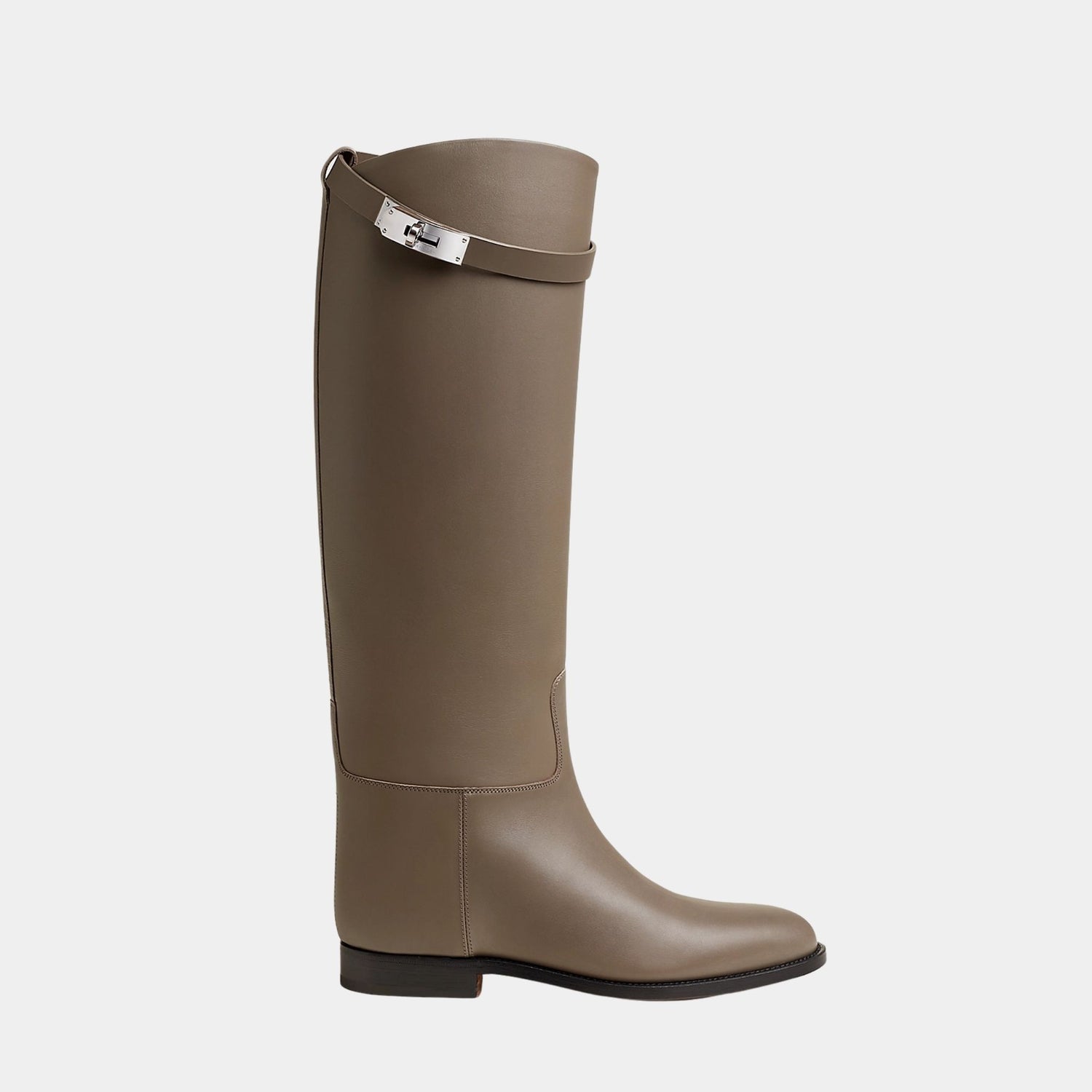 Hermes Jumping Boots in Box Calfskin, Etoupe, Side
