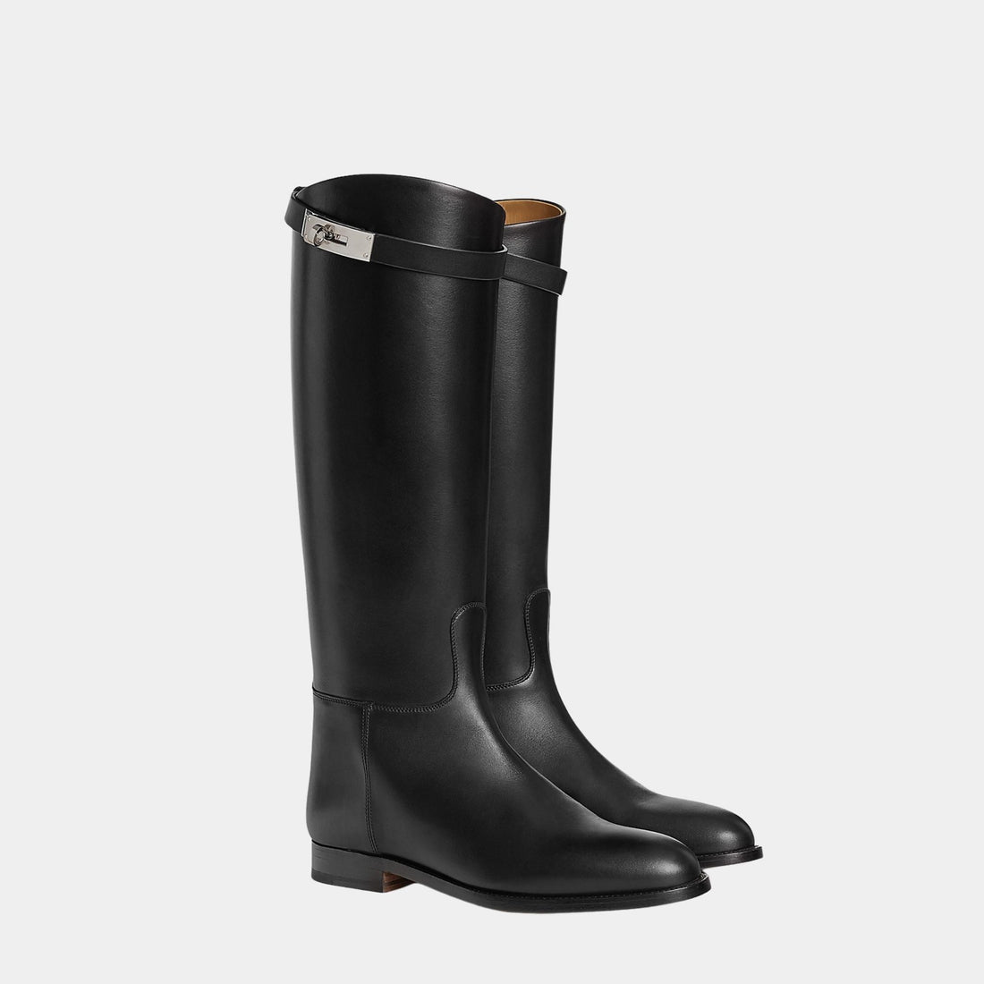Hermes Jumping Boots in Box Calfskin, Noir, Front