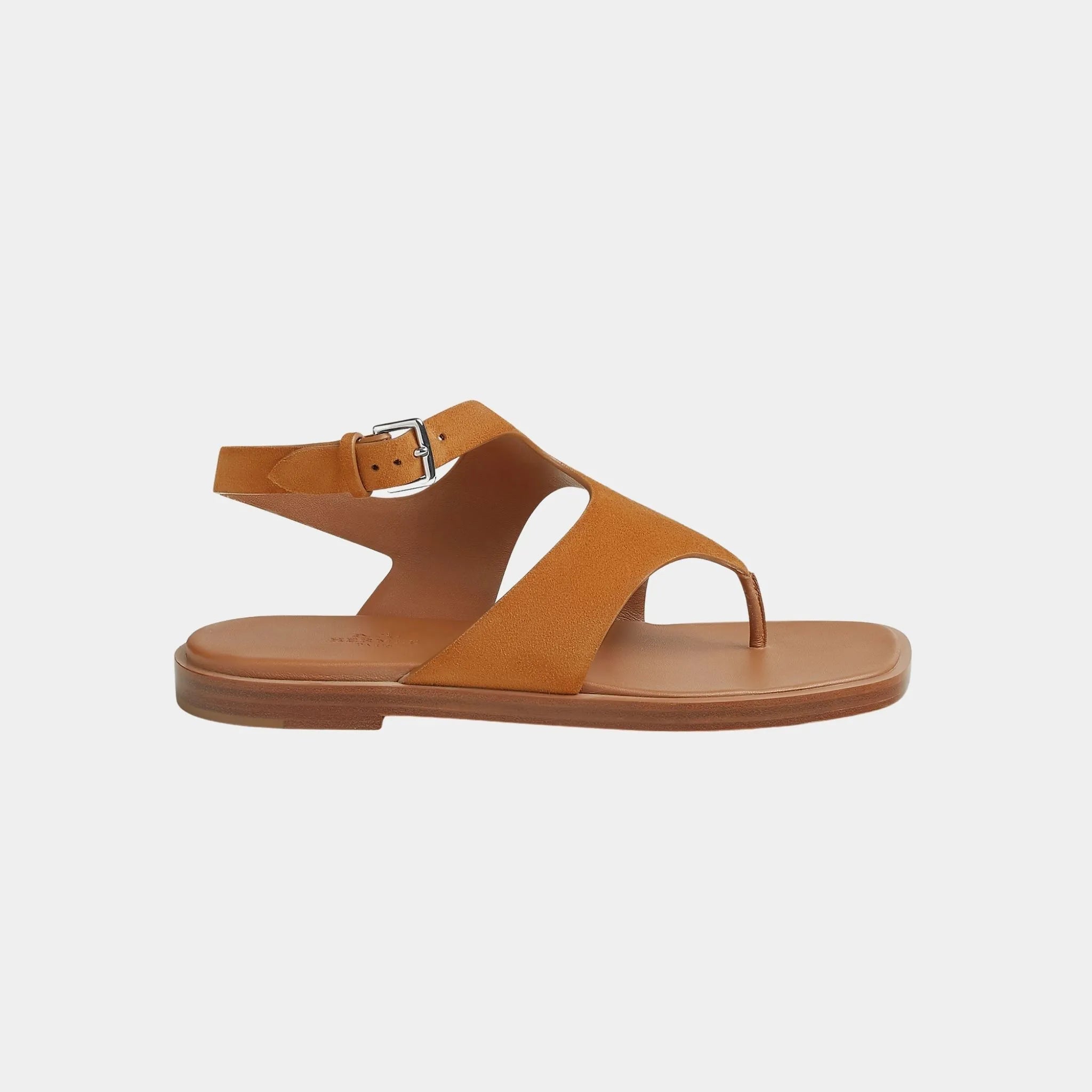 Hermes Karen Sandals in Suede Goatskin, Naturel, Side