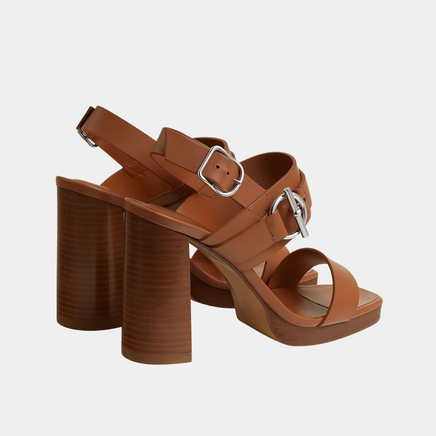 Hermes Keen 90 High Heel Sandal in Calfskin, Naturel, Back