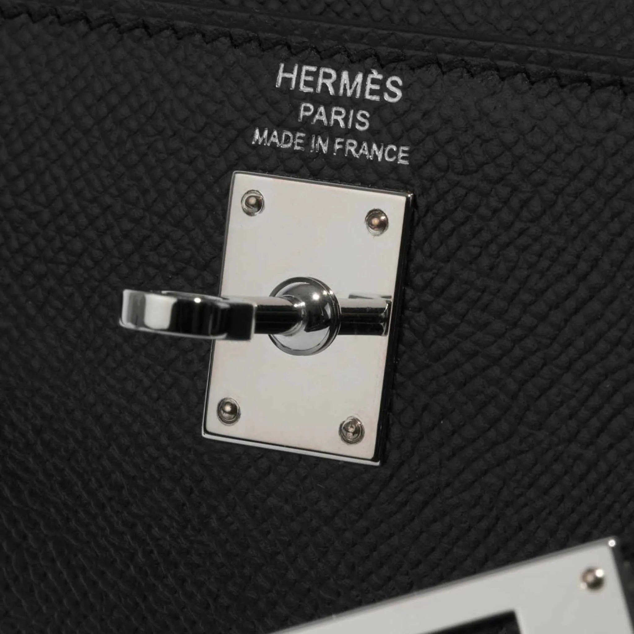 Hermes Kelly 25 Epsom Black PHW, Close Up