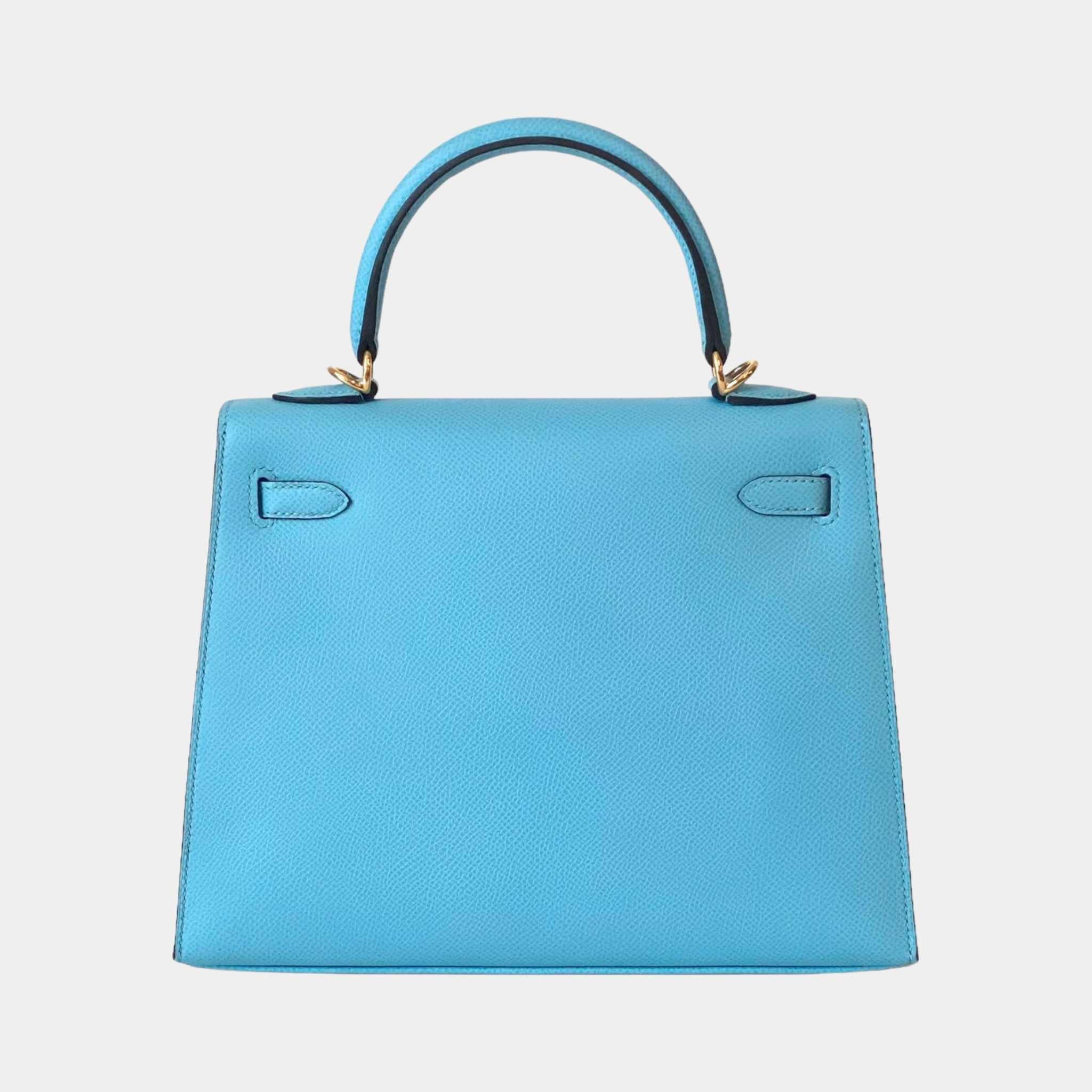 Hermes Kelly 25 Epsom Bleu Céleste GHW, Back