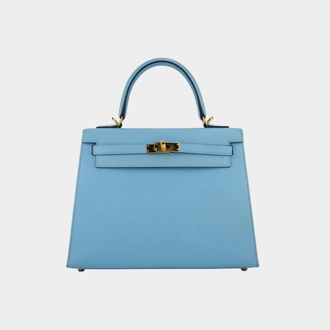 Hermes Kelly 25 Epsom Bleu Céleste GHW, Front