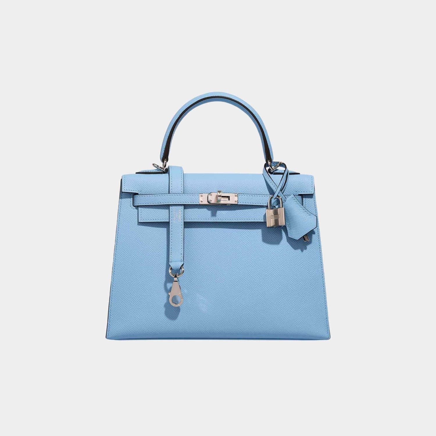 Hermes Kelly 25 Epsom Bleu Celeste PHW, Front
