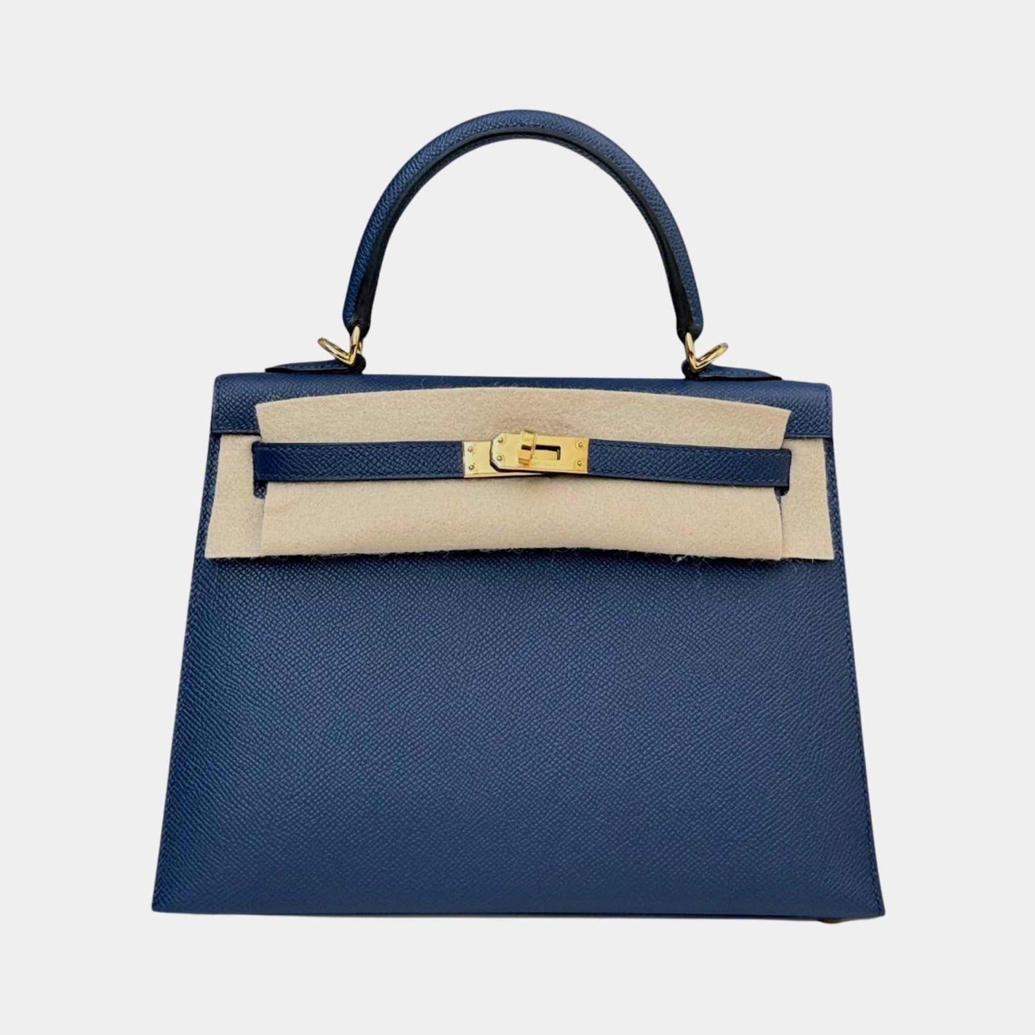 Hermes Kelly 25 Epsom Bleu Navy GHW, Front