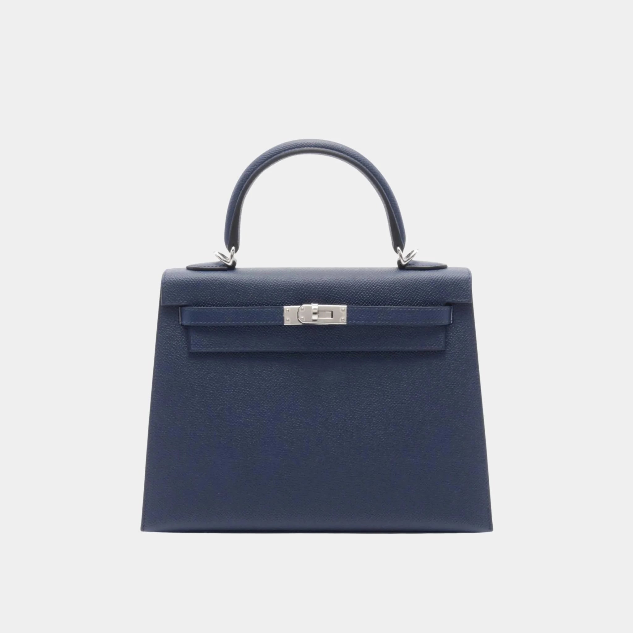 Hermes Kelly 25 Epsom Bleu Nuit PHW, Front