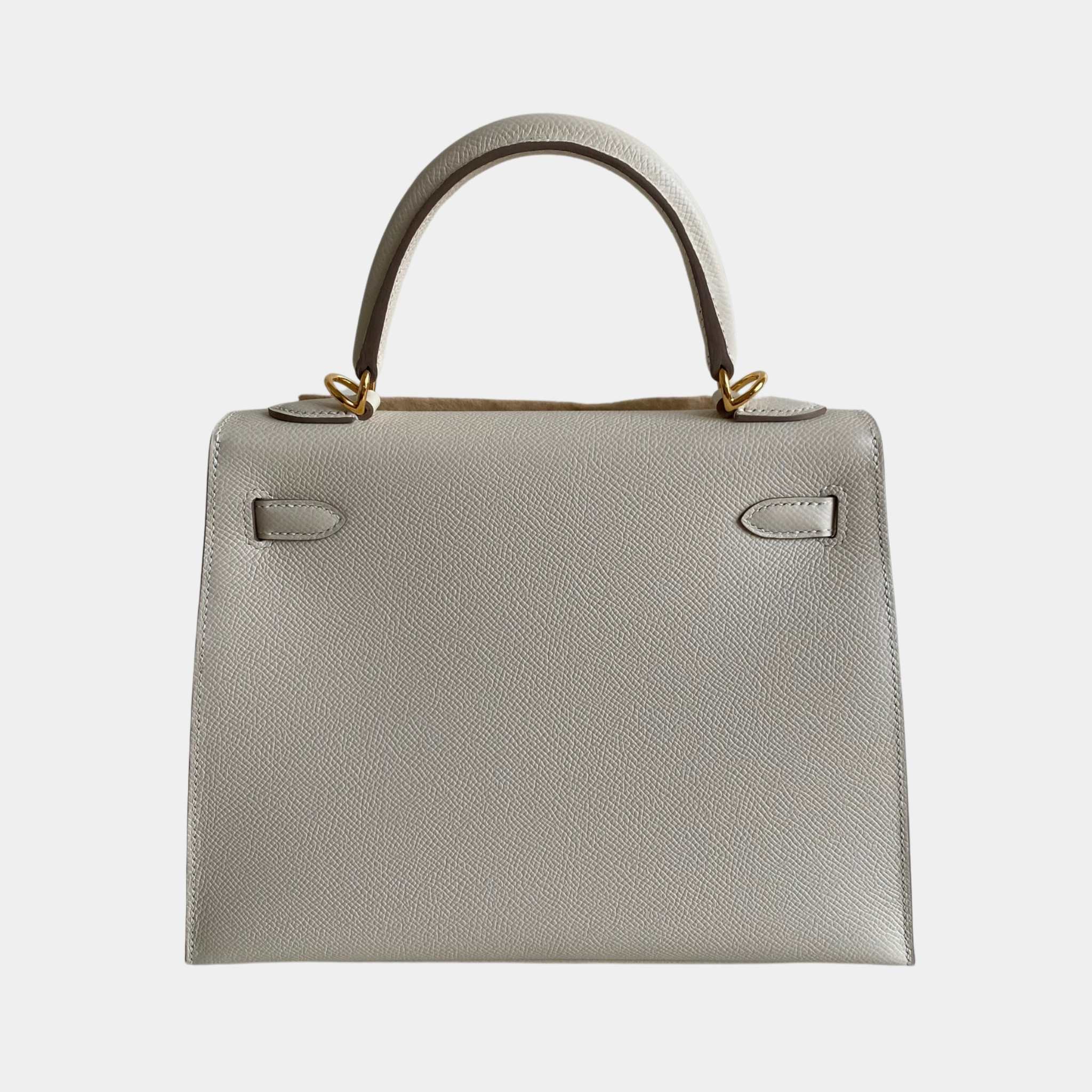 Hermes Kelly 25 Epsom Craie GHW, Back-view