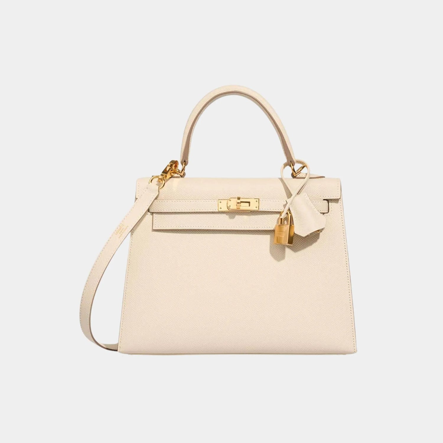 Hermes Kelly 25 Epsom Craie GHW, Front