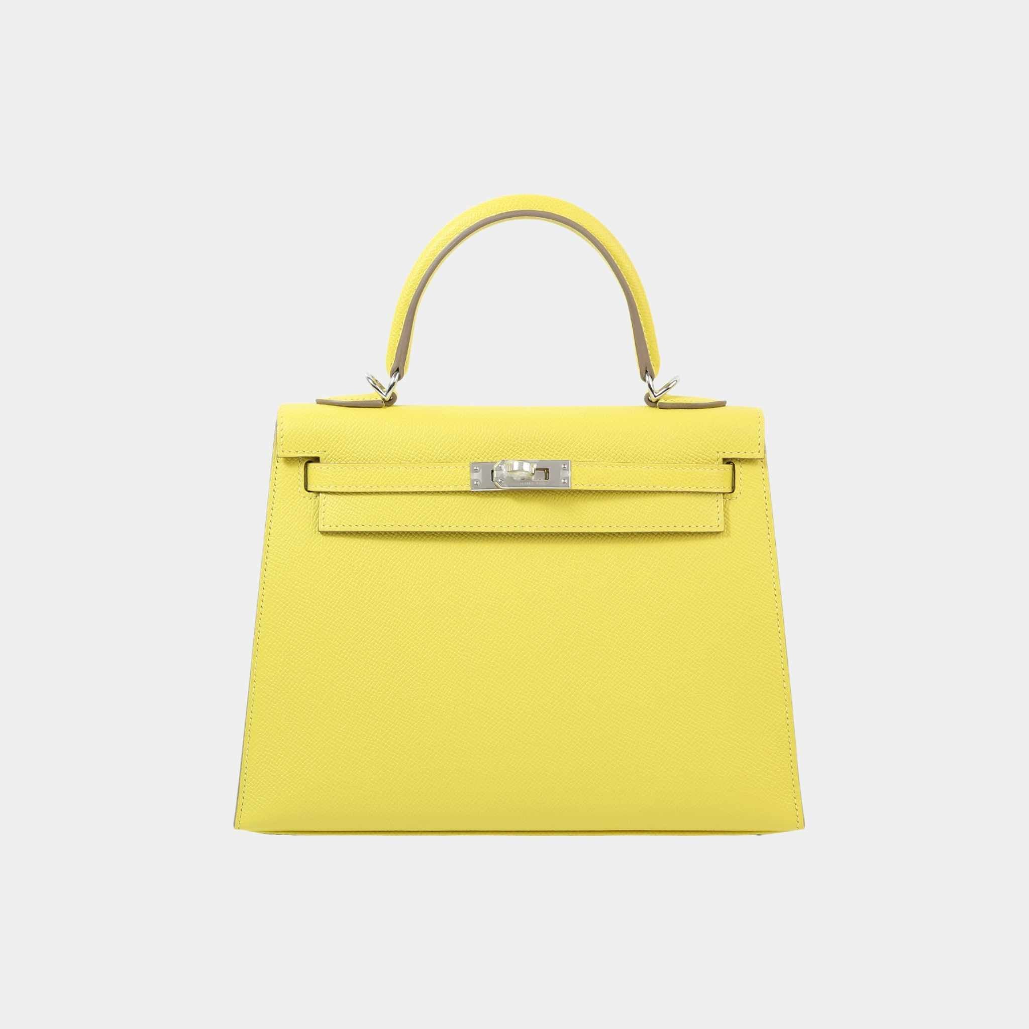Hermes Kelly 25 Epsom Lime PHW, Front