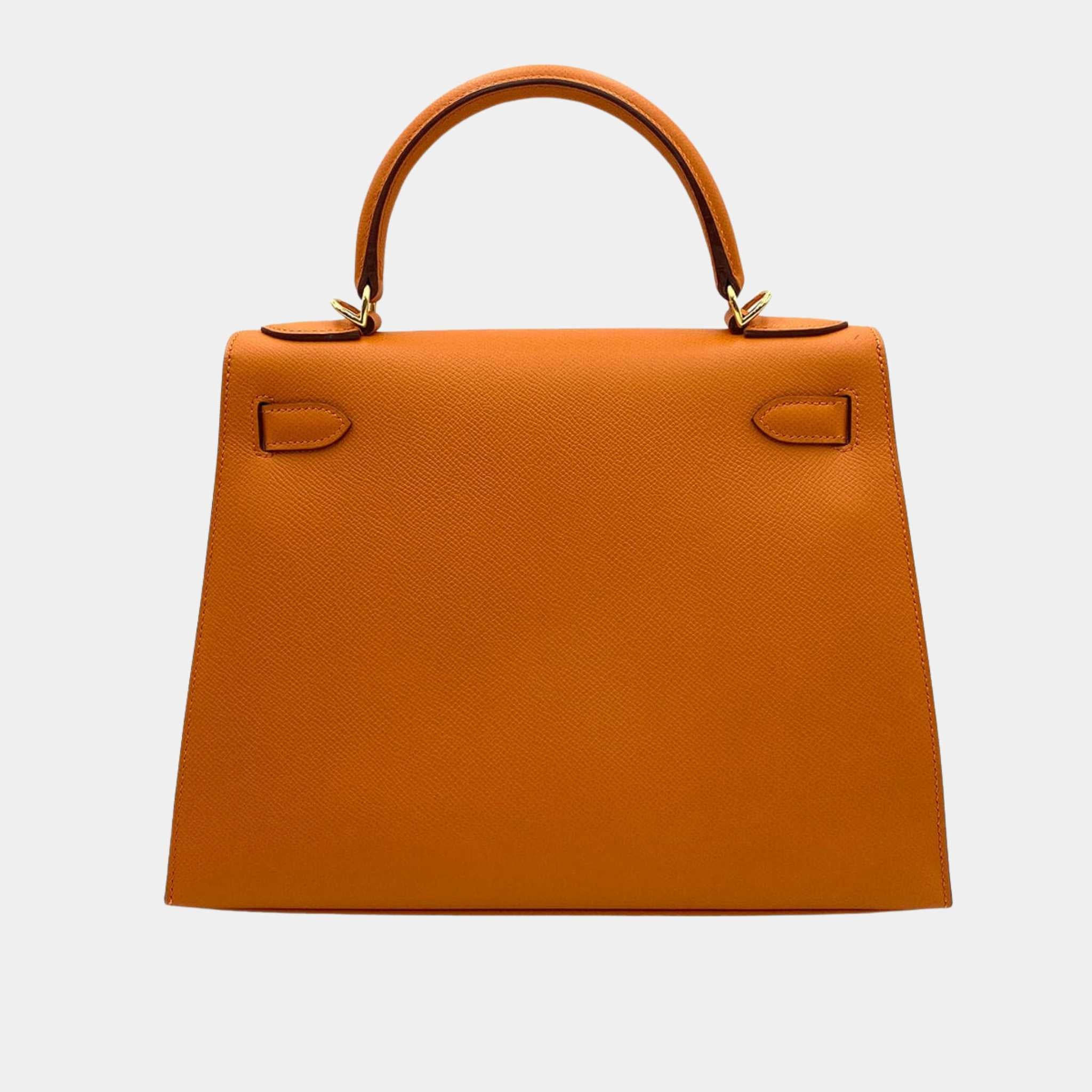 Hermes Kelly 25 Epsom Orange H GHW, Back