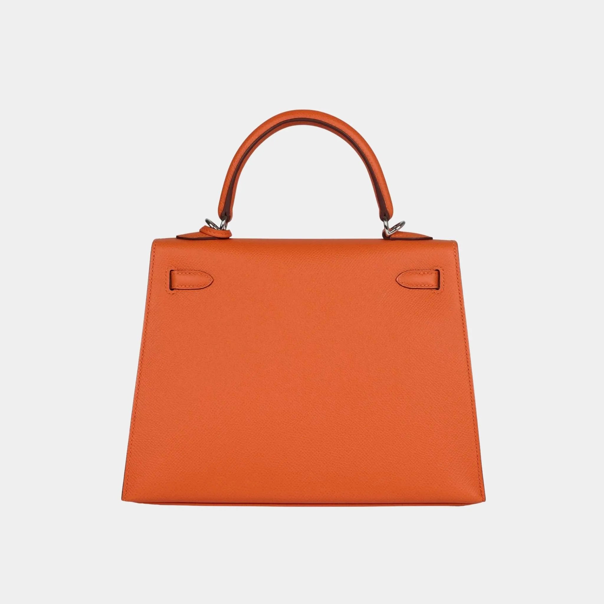 Hermes Kelly 25 Epsom Orange H PHW, Back