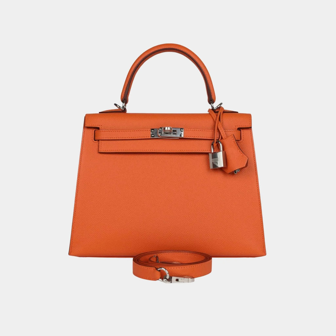 Hermes Kelly 25 Epsom Orange H PHW, Front