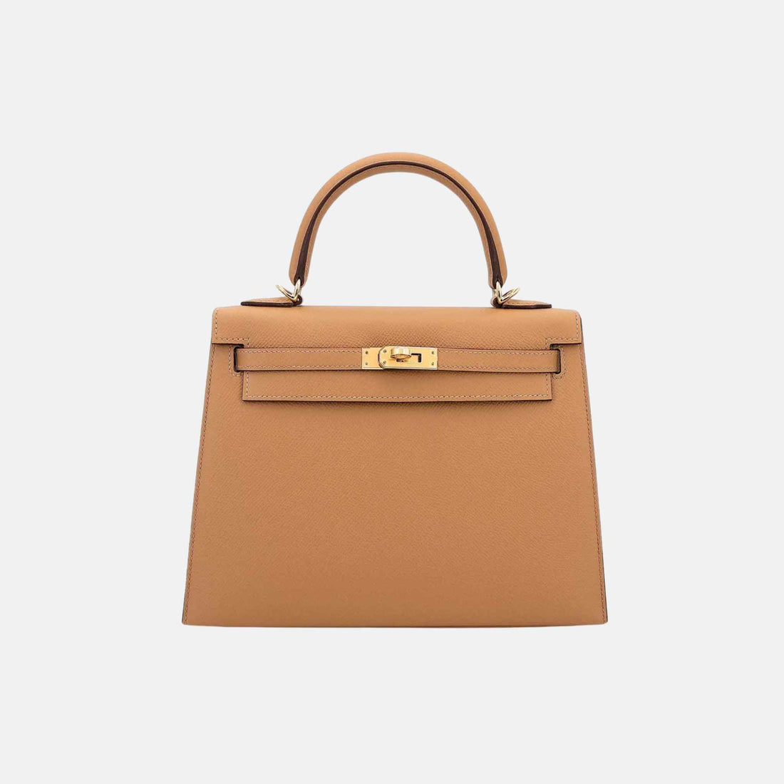 Hermes Kelly 25 Epsom Sellier Biscuit GHW, Front
