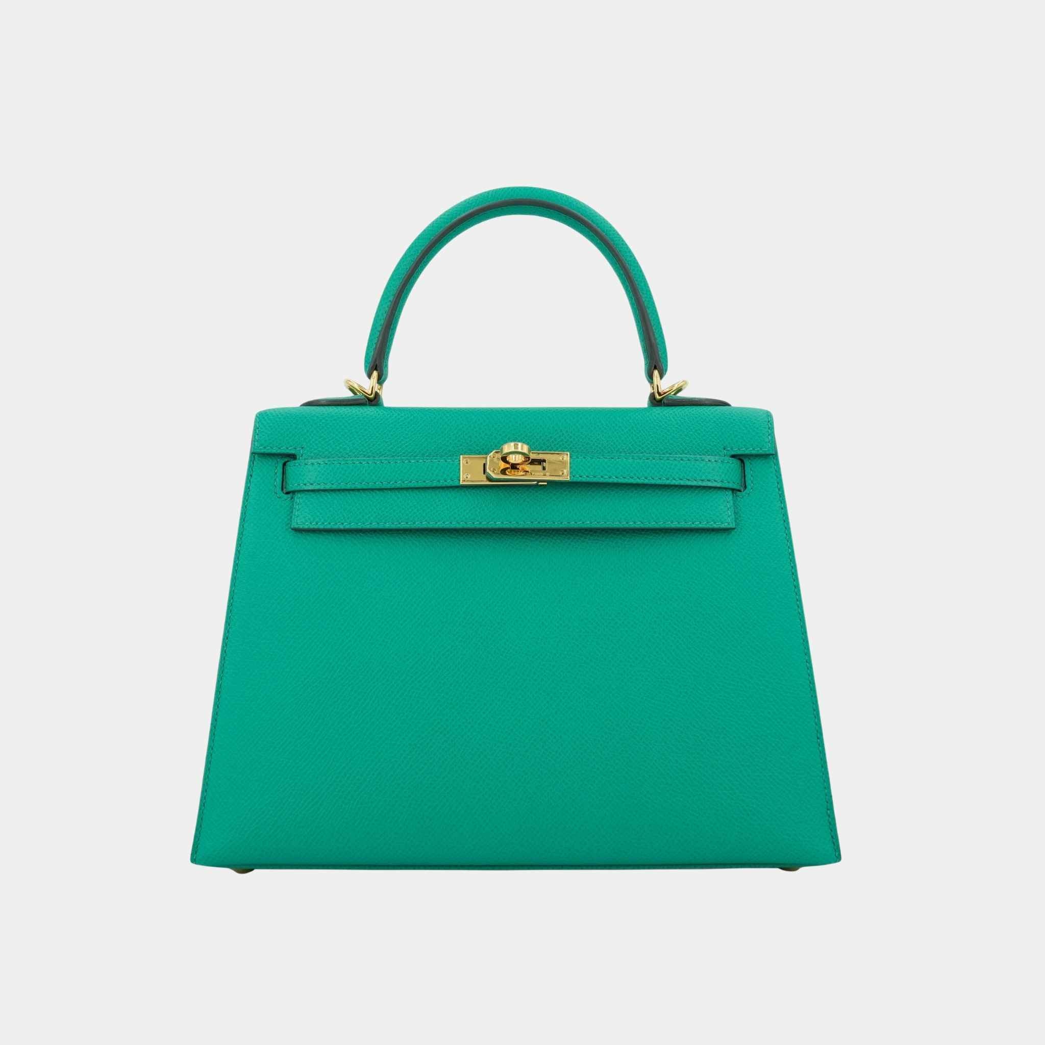 Hermes Kelly 25 Epsom Sellier Vert Jade GHW, Front