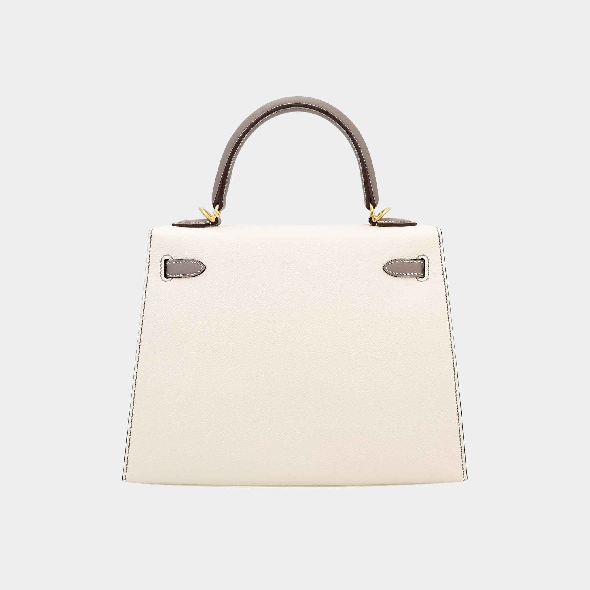 Hermes Kelly 25 HSS Epsom Sellier Craie/Gris Asphalte GHW, Back