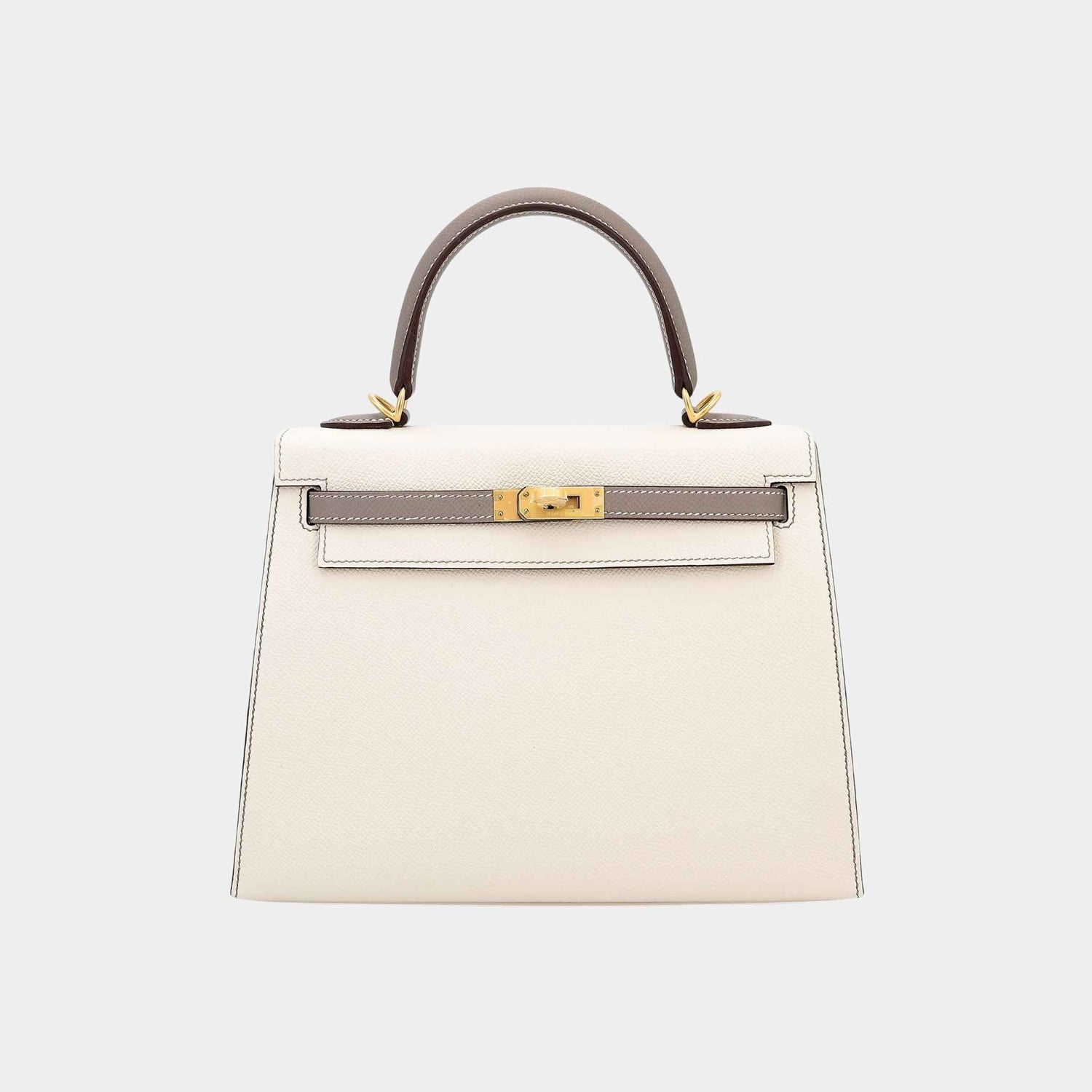 Hermes Kelly 25 HSS Epsom Sellier Craie/Gris Asphalte GHW, Front