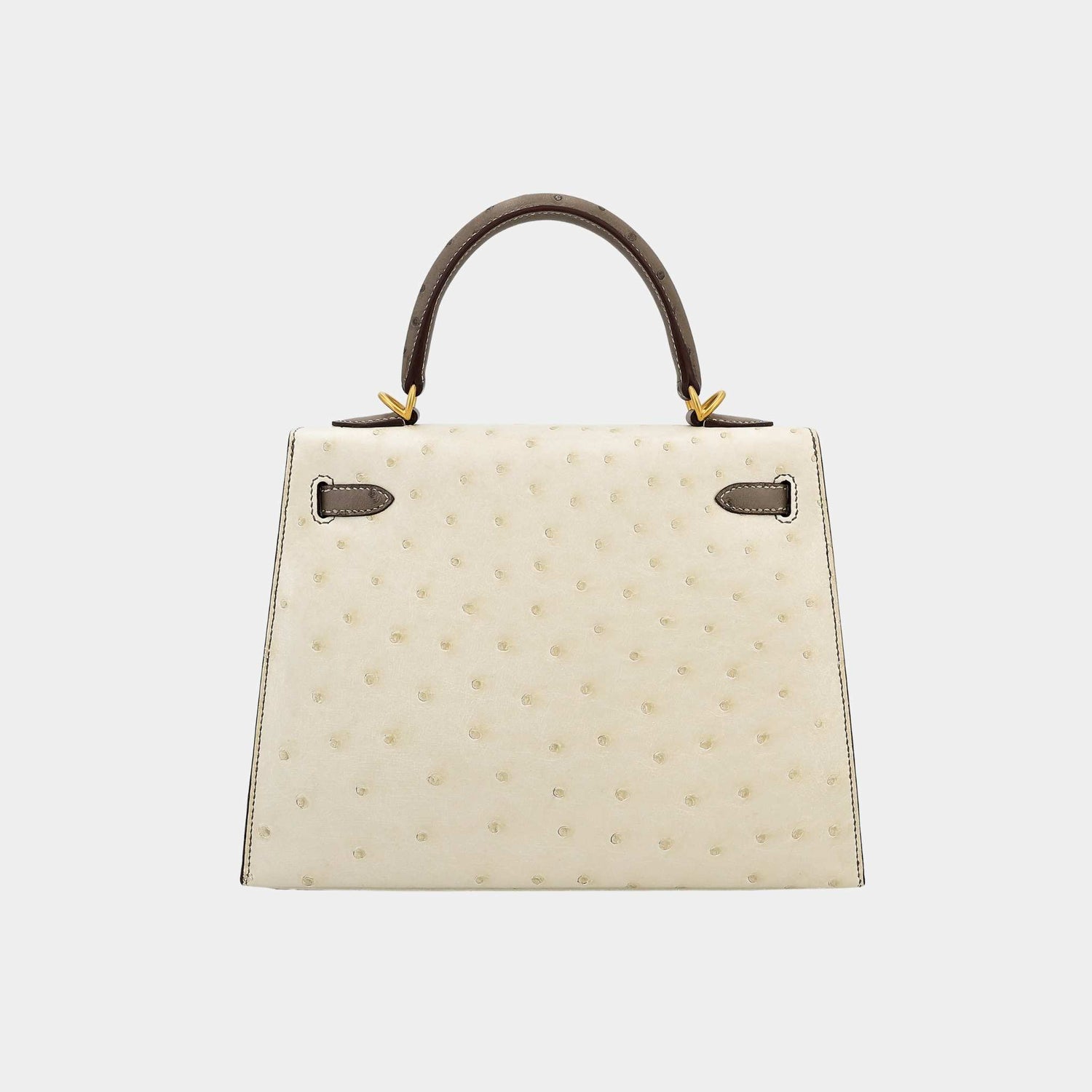 Hermes Kelly 25 HSS Sellier Ostrich Nata/Etoupe GHW, Back
