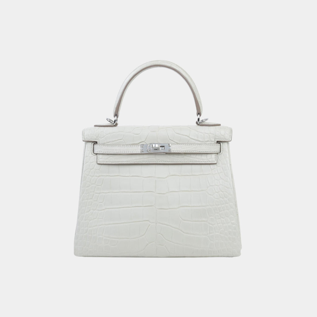 Hermes Kelly 25 Matte Alligator Beton PHW, Front