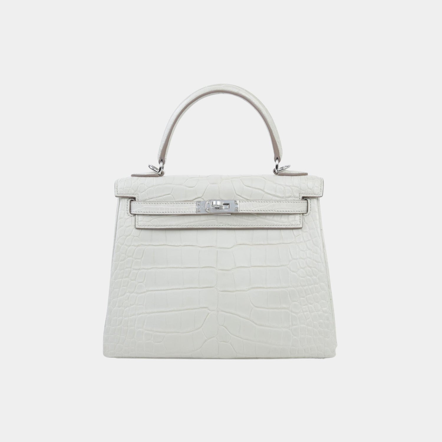 Hermes Kelly 25 Matte Alligator Beton PHW, Front