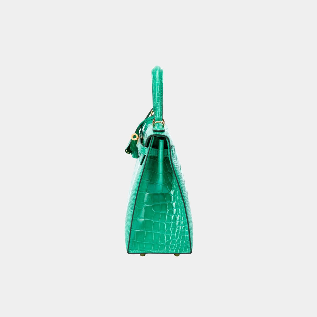 Hermes Kelly 25 Sellier تمساح أخضر يشم GHW، جانب