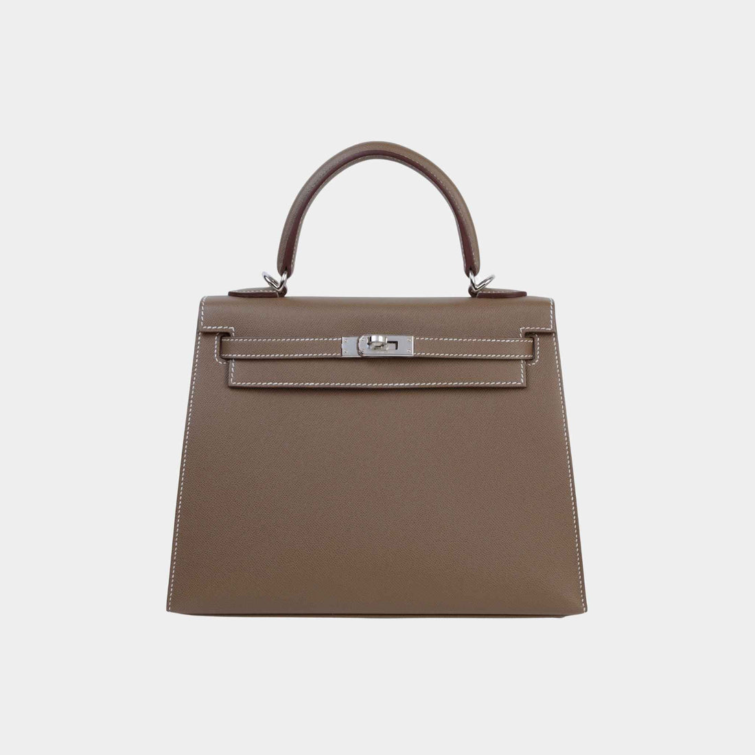 Hermes Kelly 25 Sellier Madame Etoupe/Bamboo PHW, Front