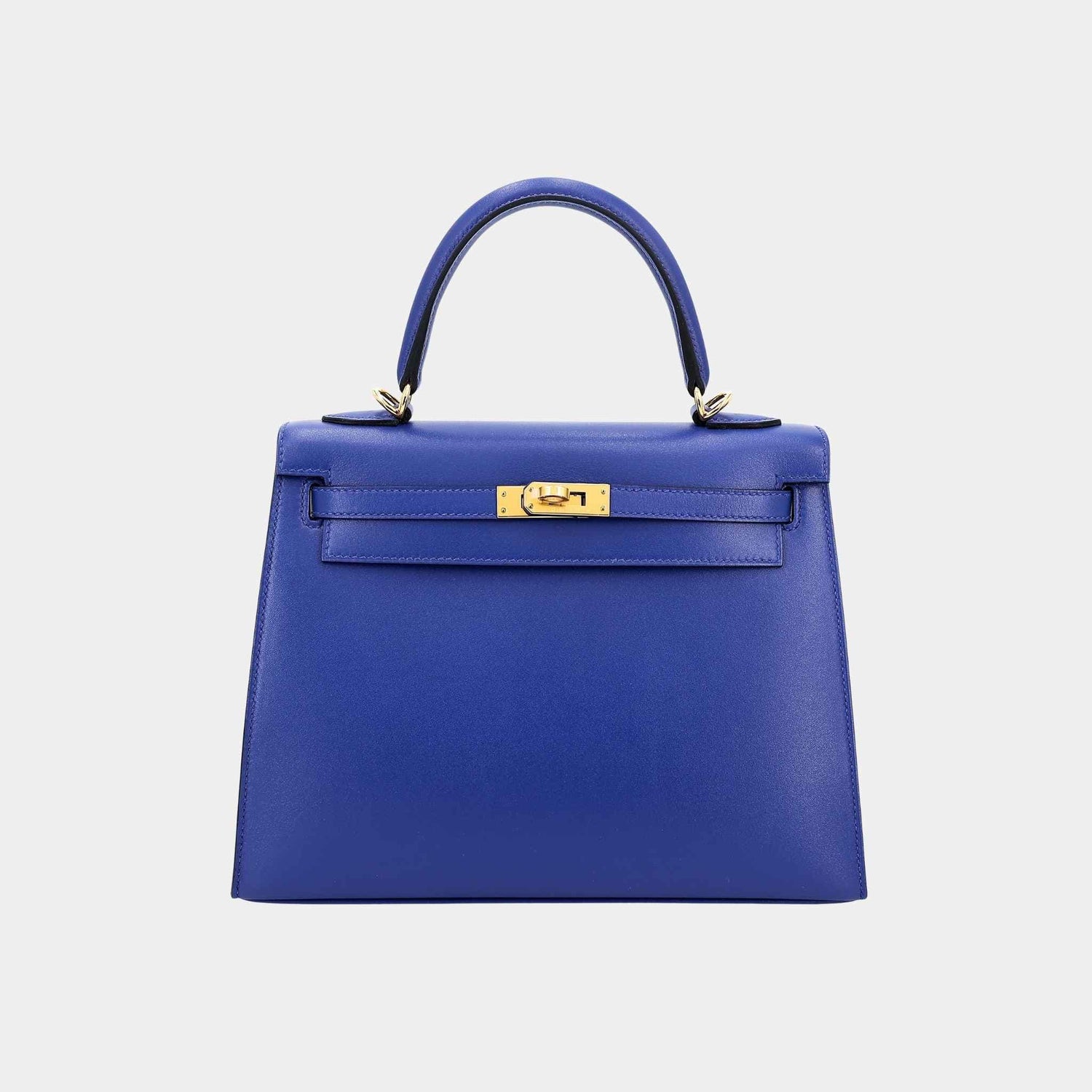 Hermes Kelly 25 Sellier Tadelakt Bleu Electrique GHW, Front