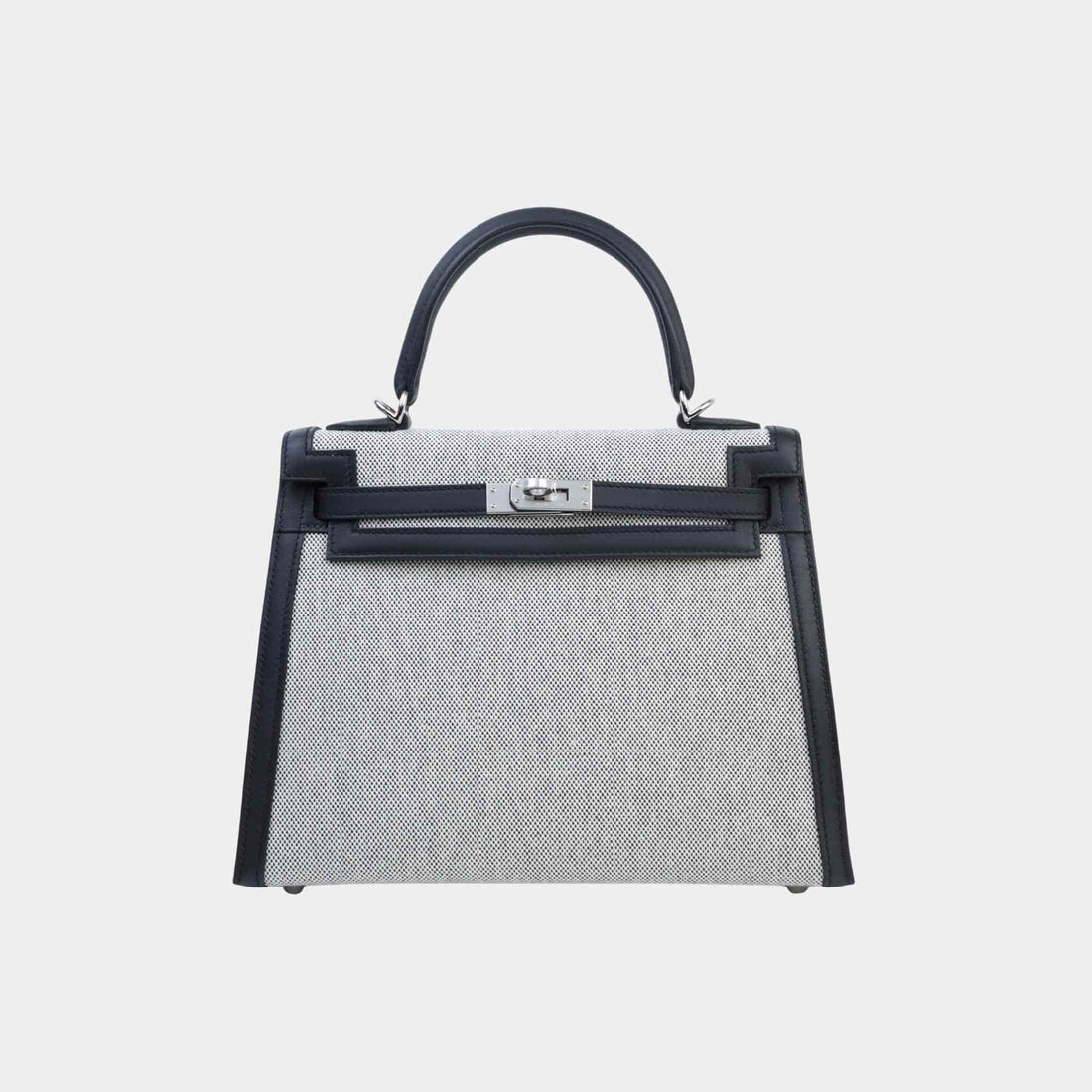 Hermes Kelly 25 Sellier Toile So H Canvas-Swift Black PHW, Front