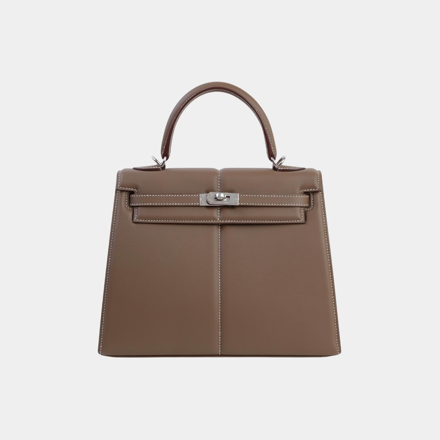 Hermes Kelly 25 Swift Padded Sellier Etoupe PHW, Front